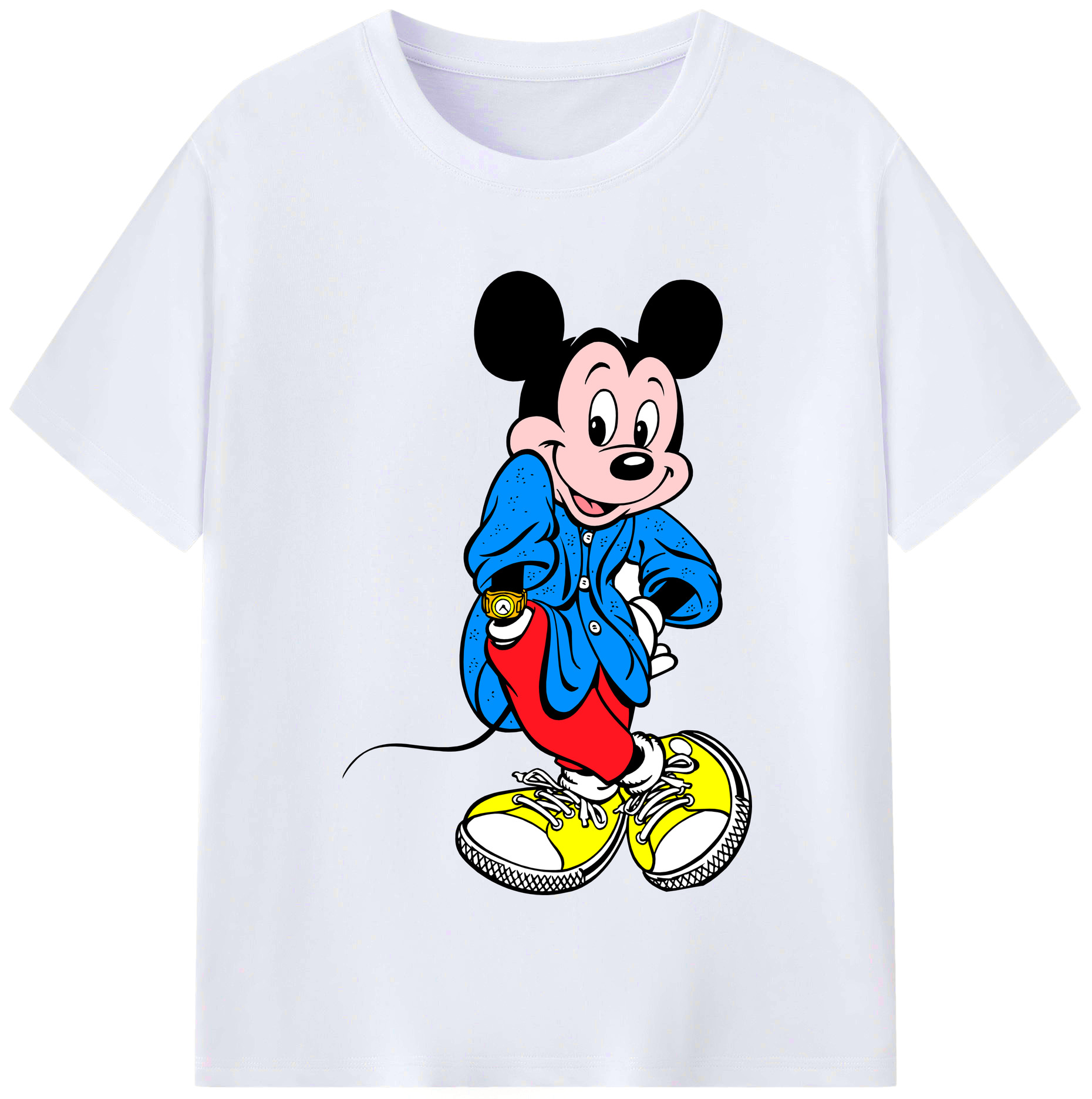 （画像用） ミッキーマウス Mickey Mouse レディースカジュアルプリントTシャツ（綿100％）