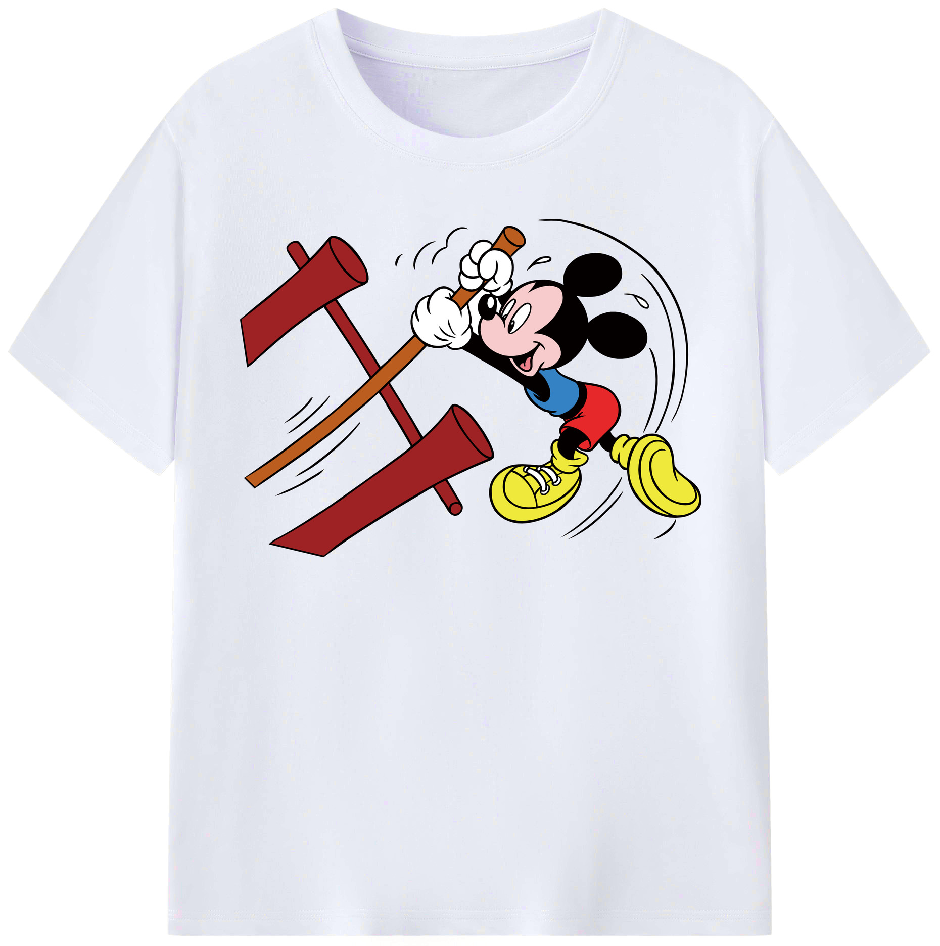 （画像用） ミッキーマウス Mickey Mouse レディースカジュアルプリントTシャツ（綿100％）