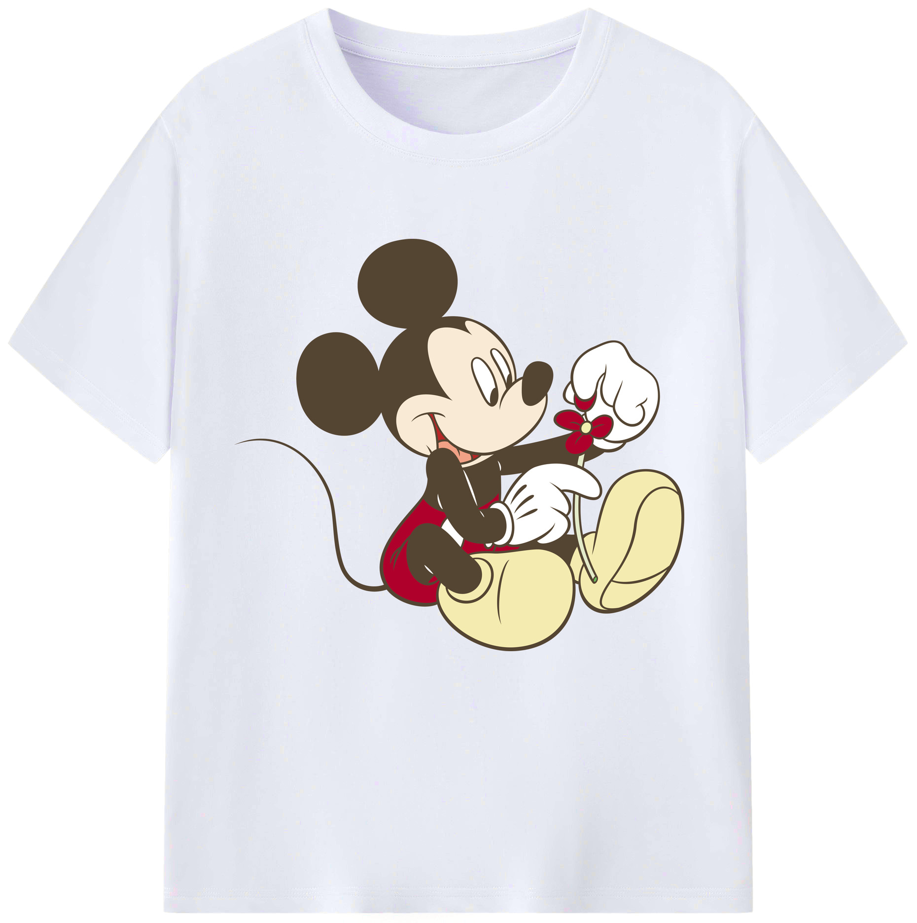 （画像用） ミッキーマウス Mickey Mouse レディースカジュアルプリントTシャツ（綿100％）