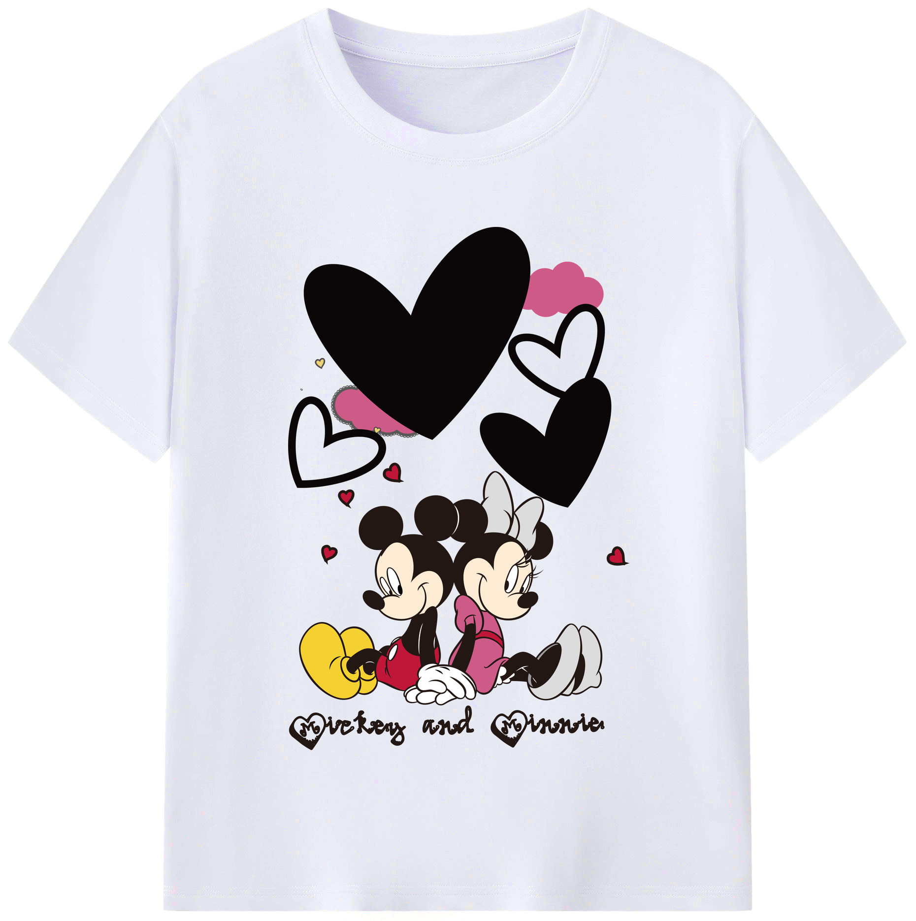 （画像用） ミッキーマウス Mickey Mouse レディースカジュアルプリントTシャツ（綿100％）