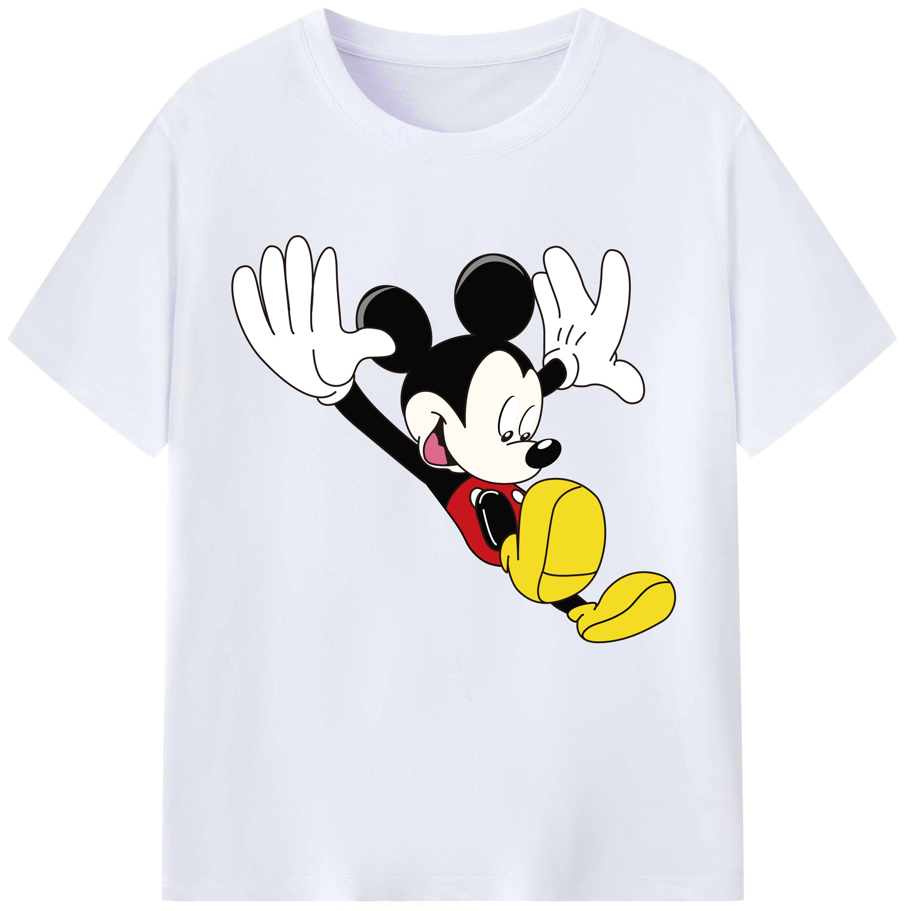 （画像用） ミッキーマウス Mickey Mouse レディースカジュアルプリントTシャツ（綿100％）