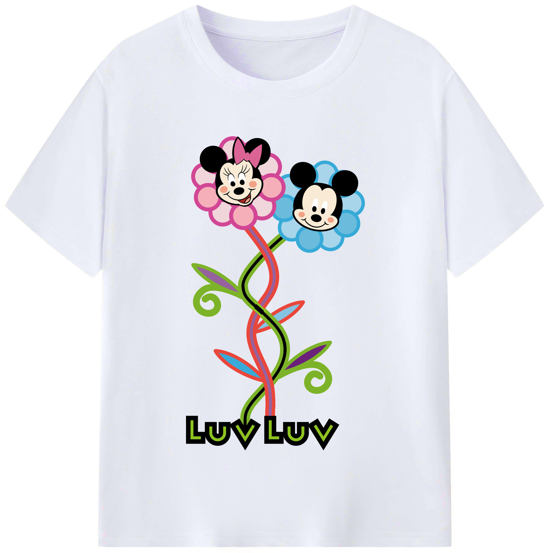 （画像用） ミッキーマウス Mickey Mouse レディースカジュアルプリントTシャツ（綿100％）