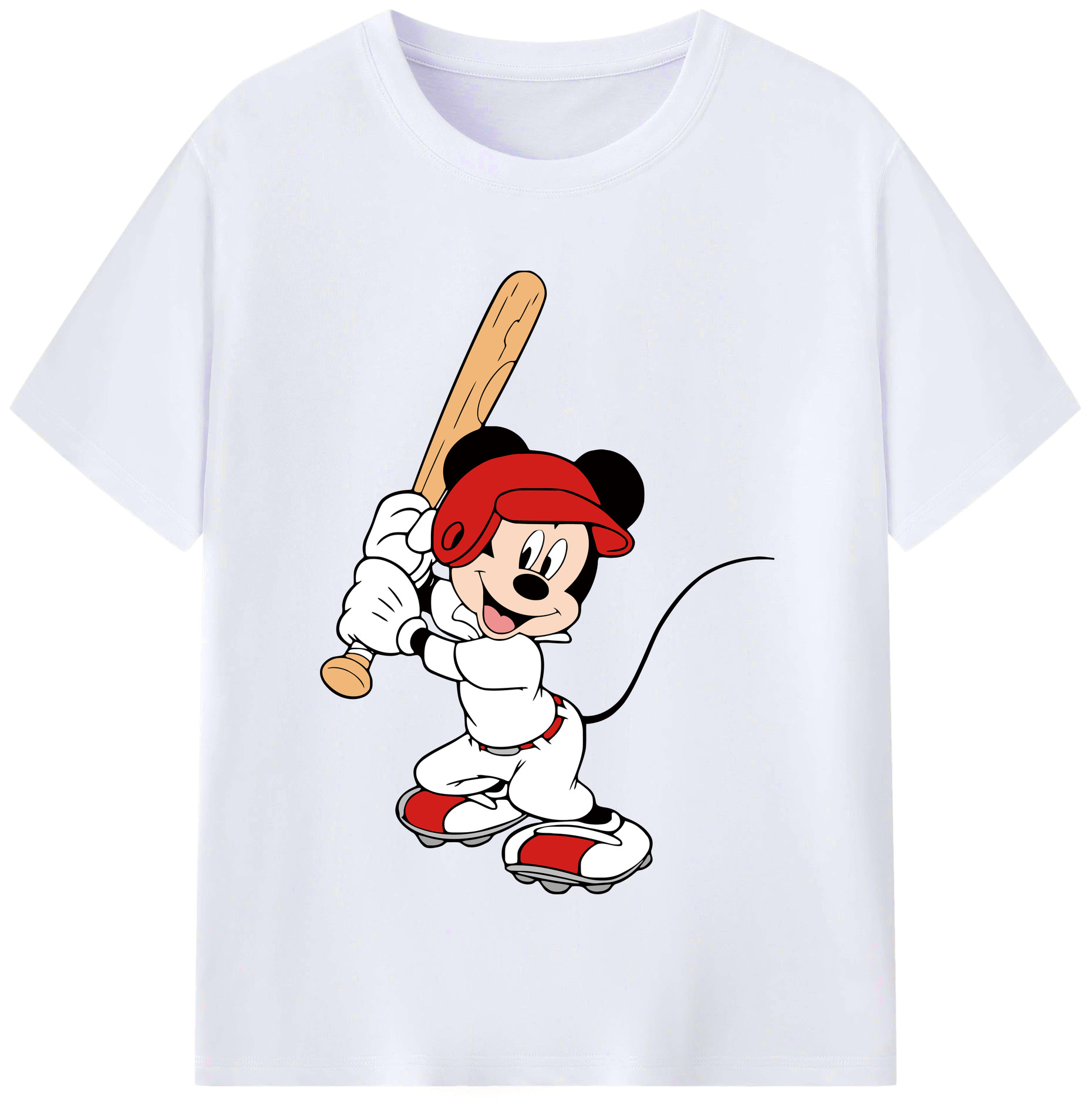 （画像用） ミッキーマウス Mickey Mouse レディースカジュアルプリントTシャツ（綿100％）