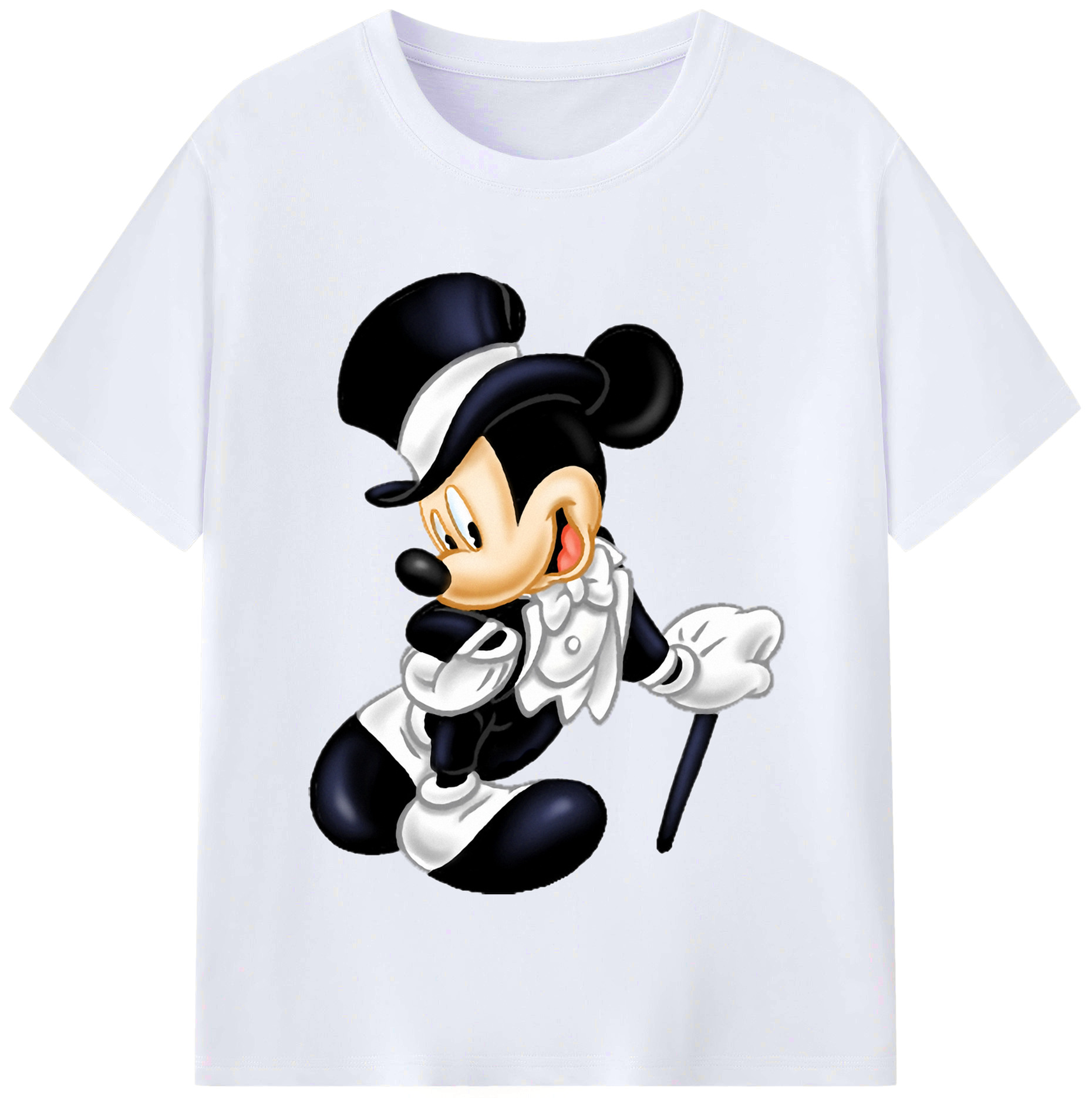 （画像用） ミッキーマウス Mickey Mouse レディースカジュアルプリントTシャツ（綿100％）