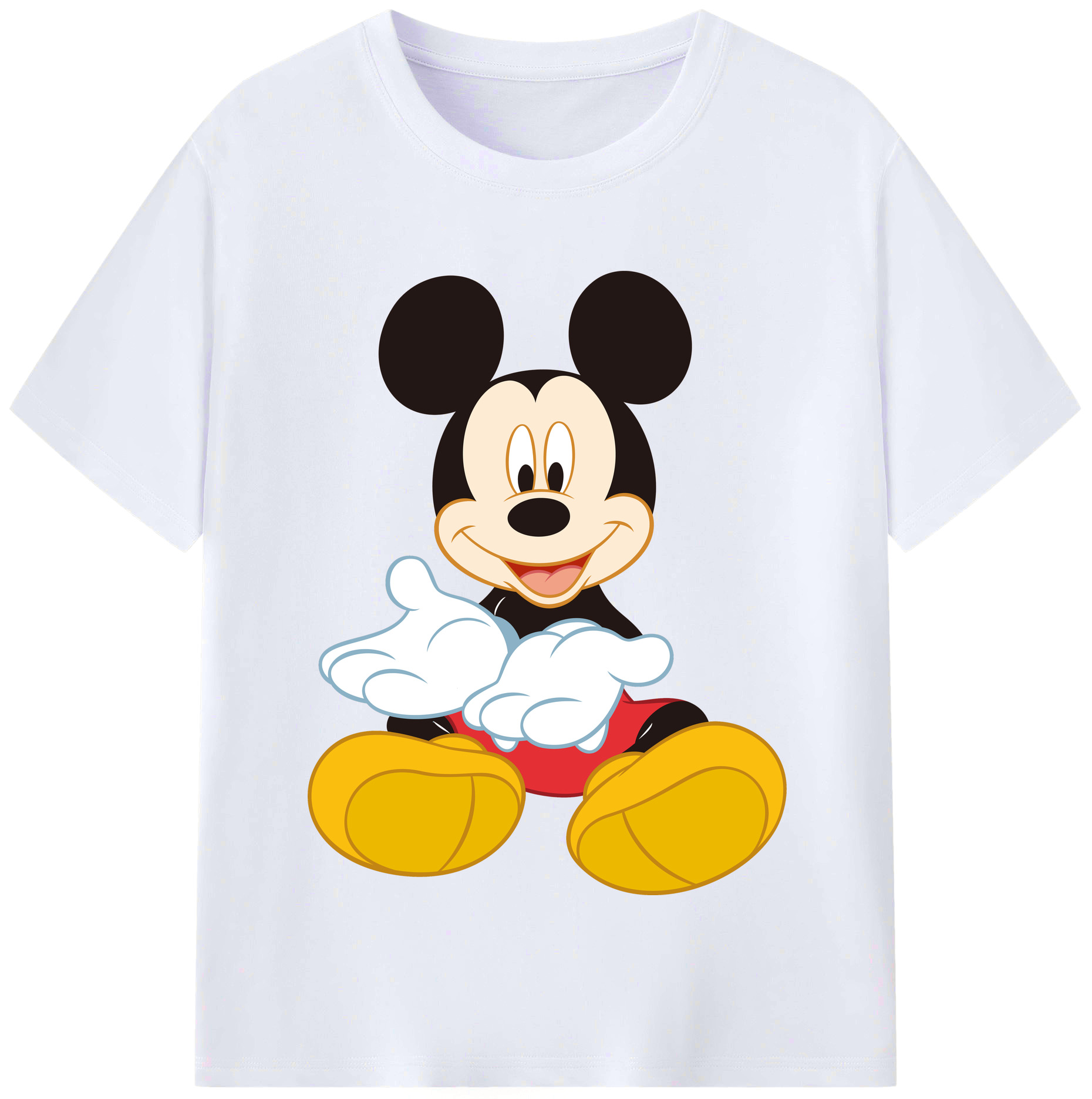 （画像用） ミッキーマウス Mickey Mouse レディースカジュアルプリントTシャツ（綿100％）
