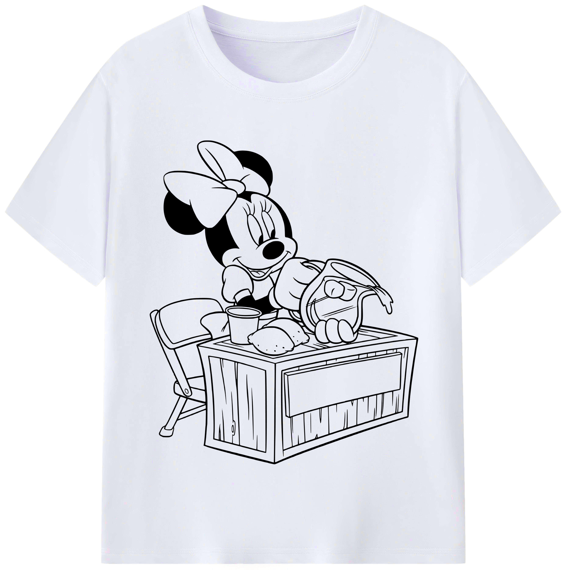 （画像用） ミッキーマウス Mickey Mouse レディースカジュアルプリントTシャツ（綿100％）