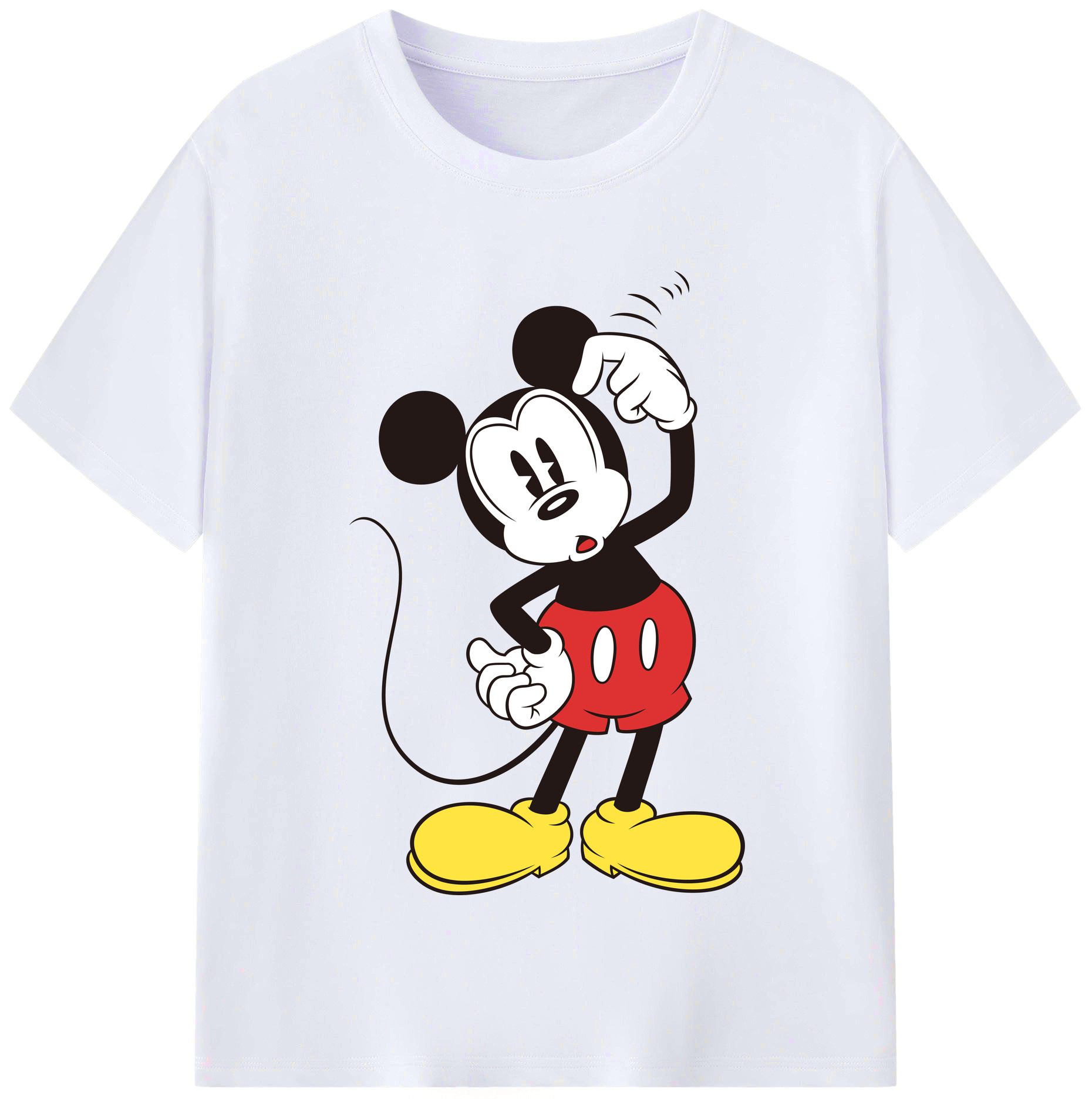（画像用） ミッキーマウス Mickey Mouse レディースカジュアルプリントTシャツ（綿100％）