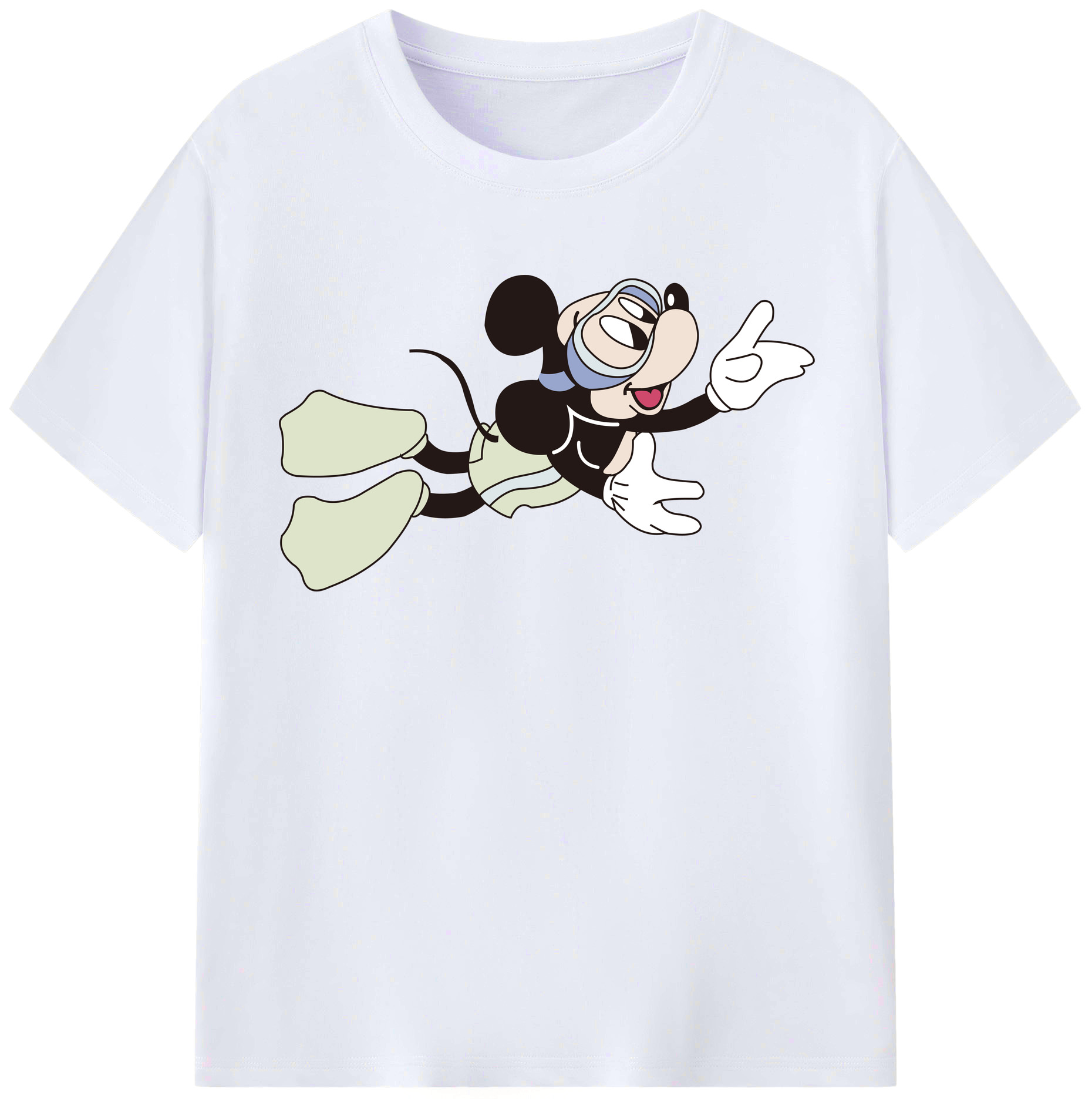 （画像用） ミッキーマウス Mickey Mouse レディースカジュアルプリントTシャツ（綿100％）