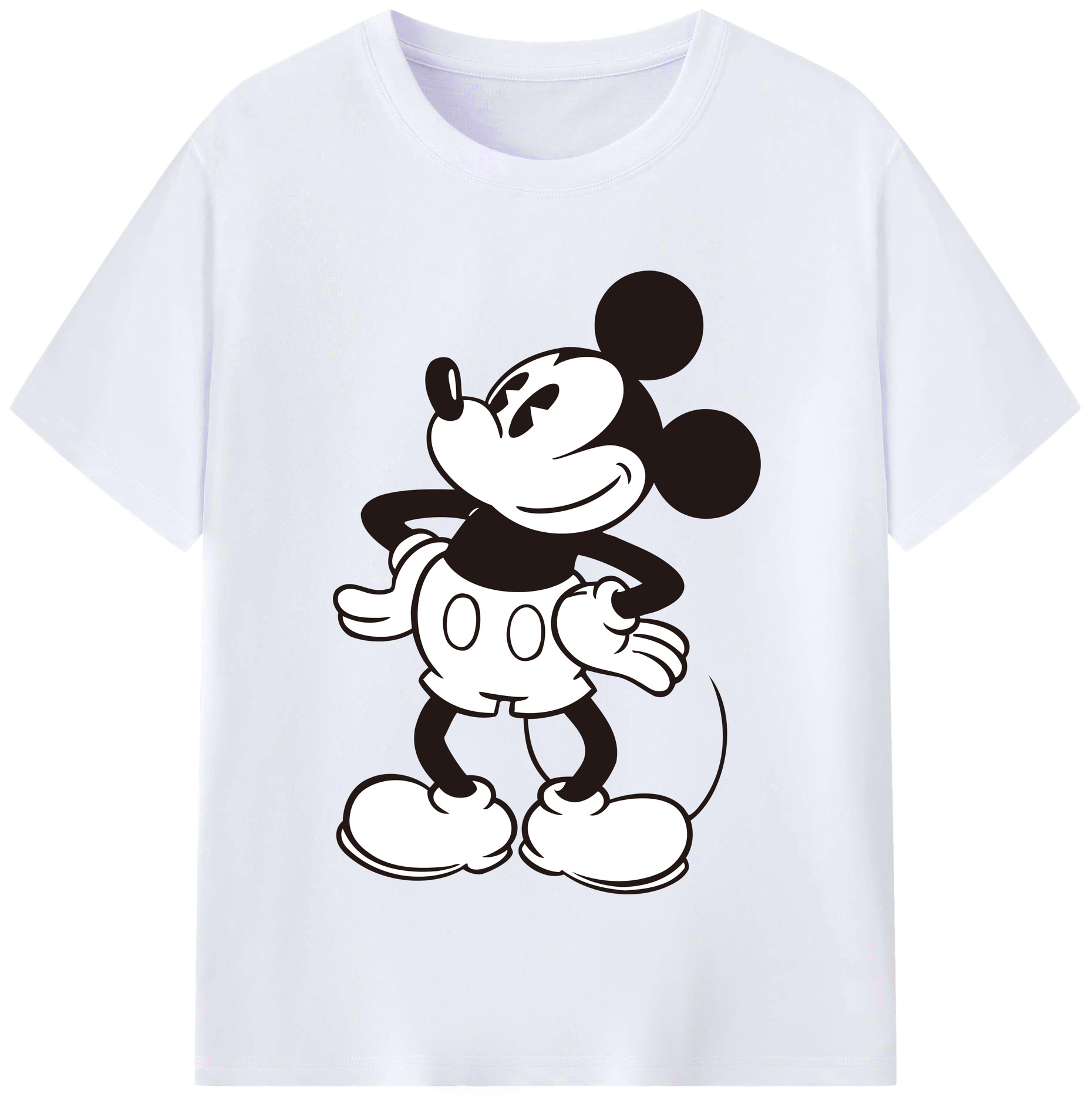 （画像用） ミッキーマウス Mickey Mouse レディースカジュアルプリントTシャツ（綿100％）