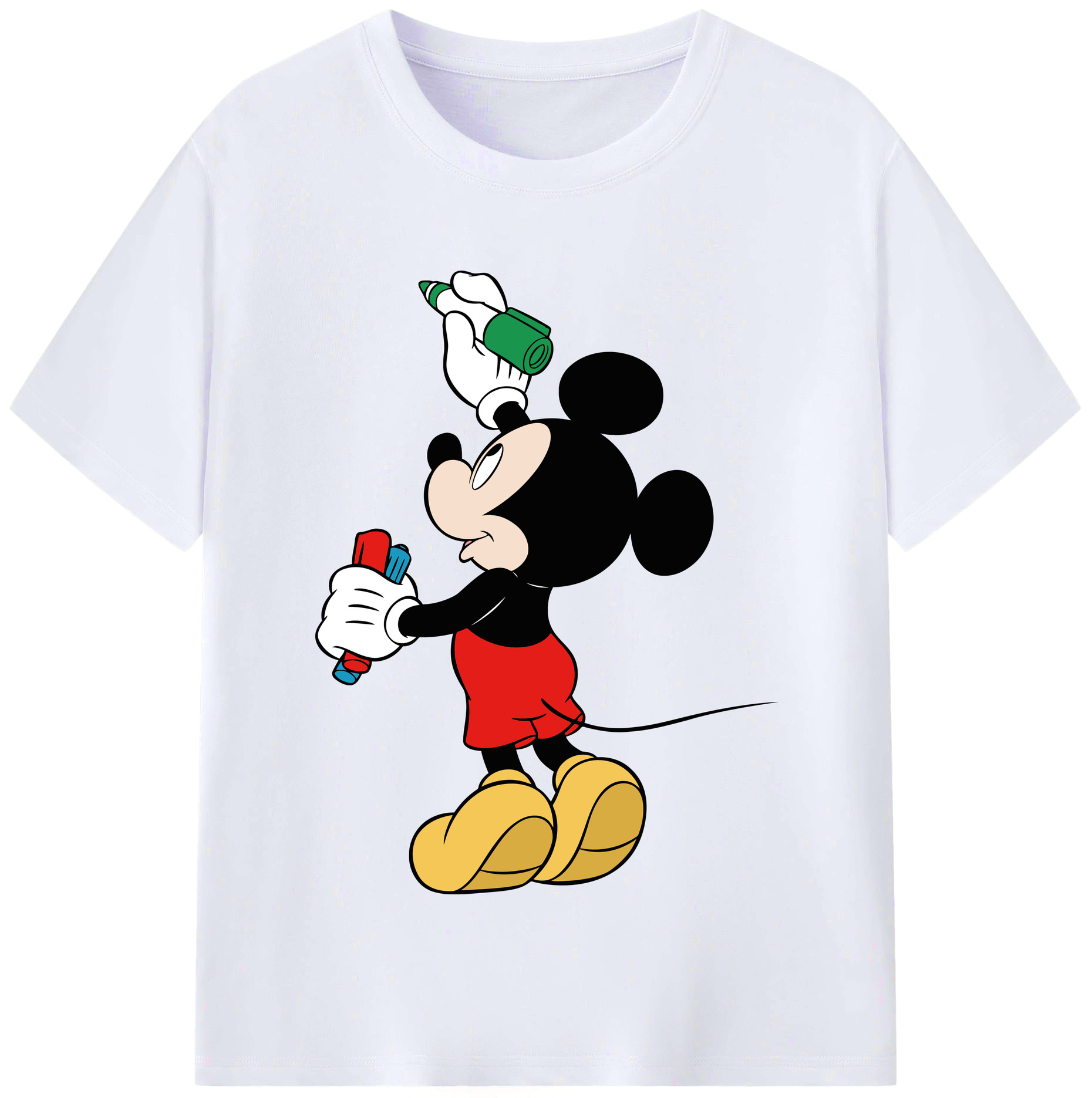 （画像用） ミッキーマウス Mickey Mouse レディースカジュアルプリントTシャツ（綿100％）