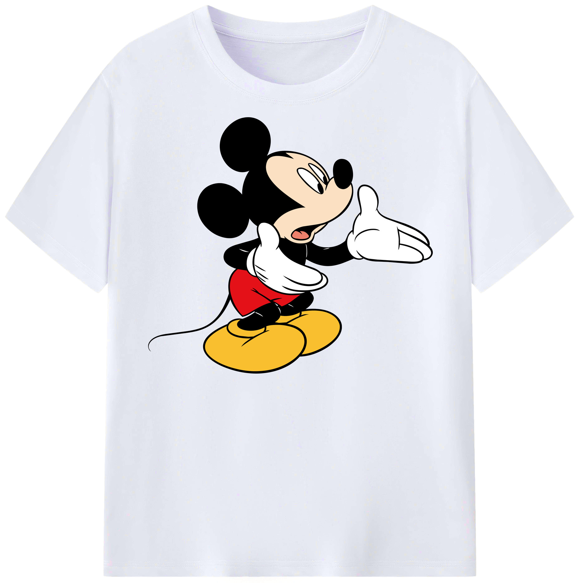 （画像用） ミッキーマウス Mickey Mouse レディースカジュアルプリントTシャツ（綿100％）