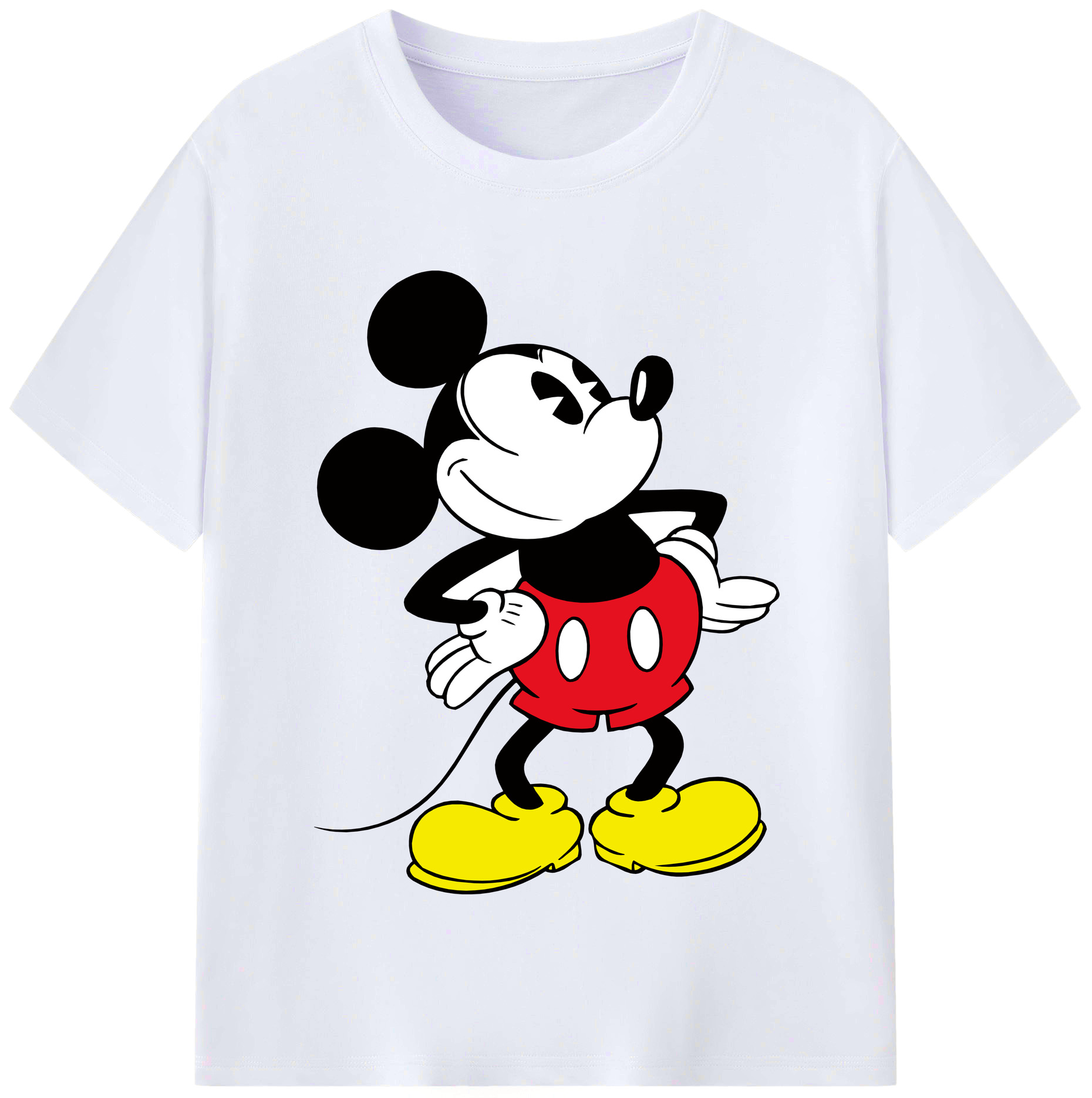 （画像用） ミッキーマウス Mickey Mouse レディースカジュアルプリントTシャツ（綿100％）