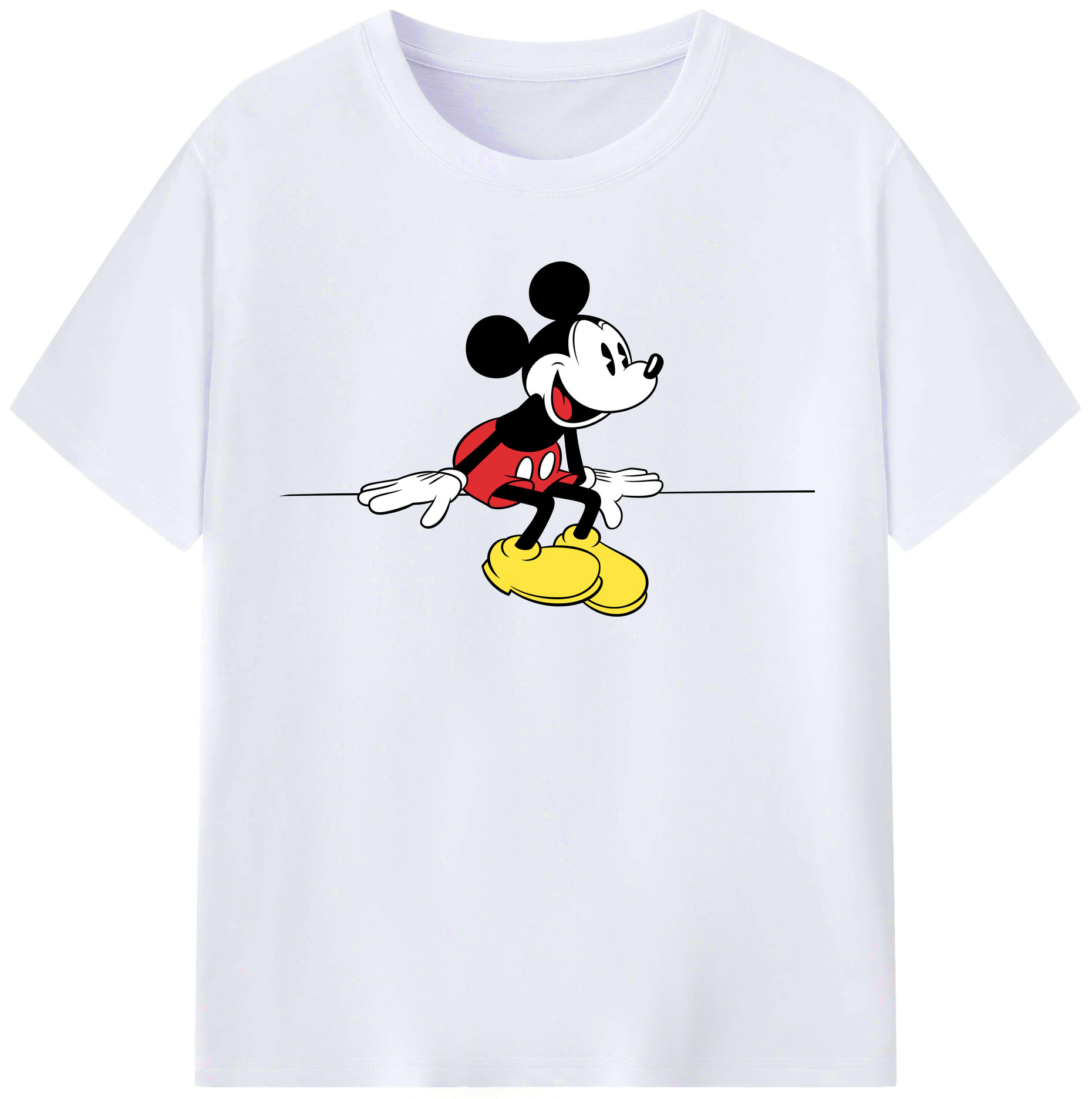 （画像用） ミッキーマウス Mickey Mouse レディースカジュアルプリントTシャツ（綿100％）