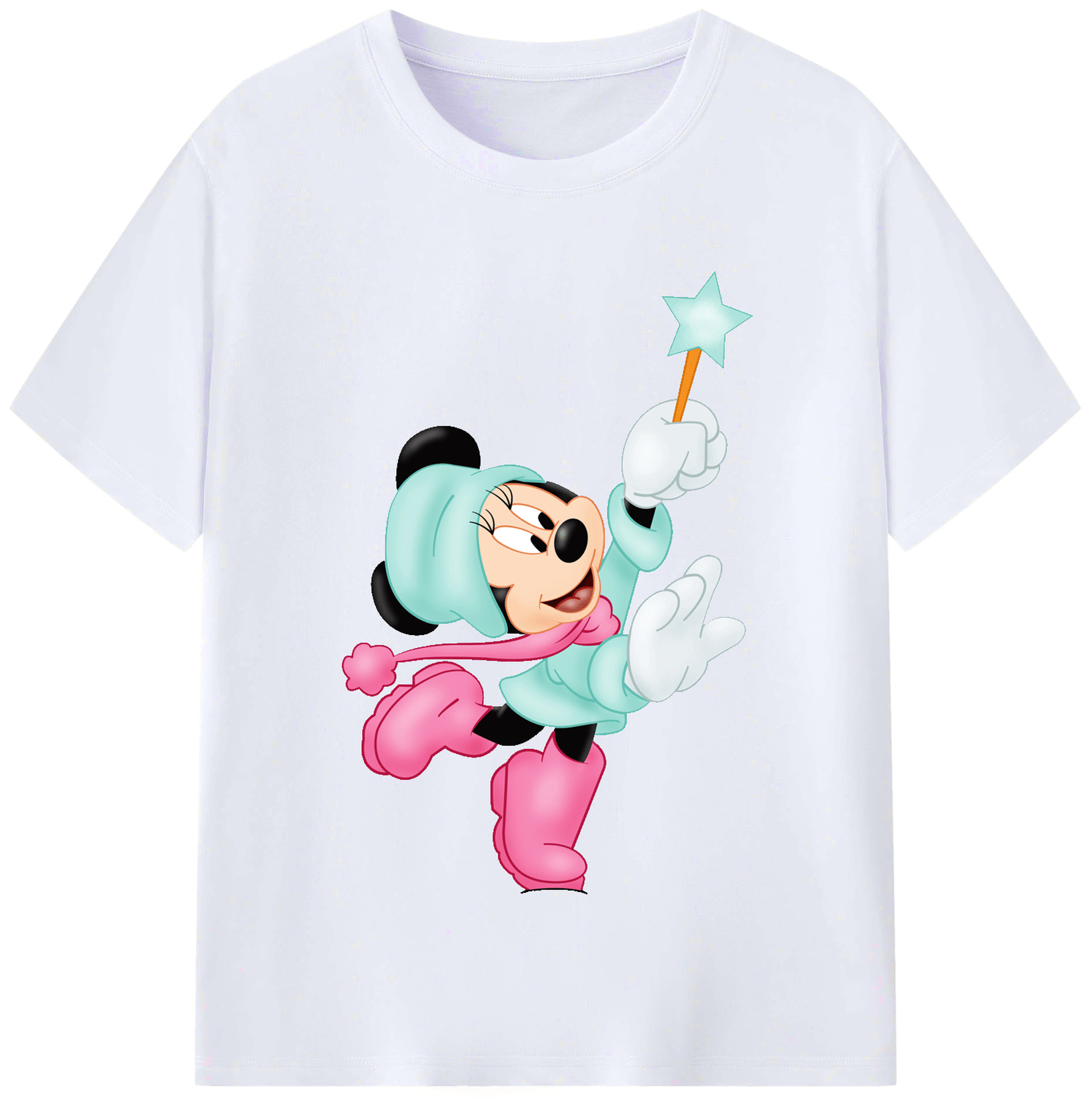 （画像用） ミッキーマウス Mickey Mouse レディースカジュアルプリントTシャツ（綿100％）