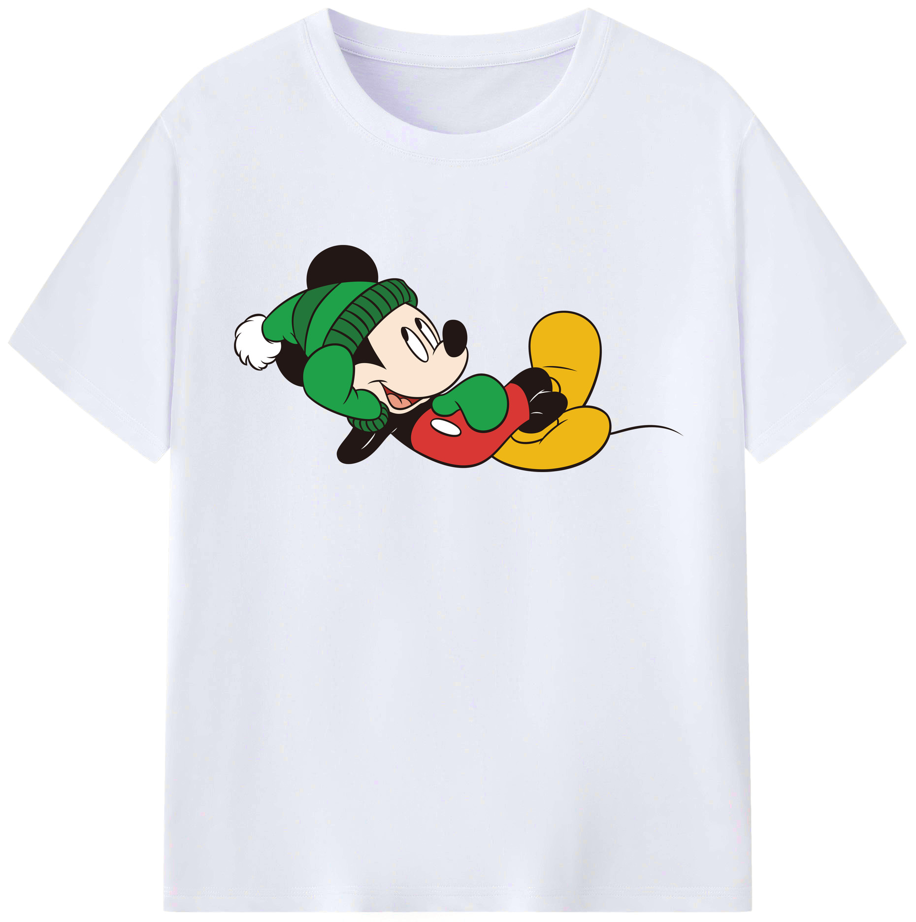 （画像用） ミッキーマウス Mickey Mouse レディースカジュアルプリントTシャツ（綿100％）