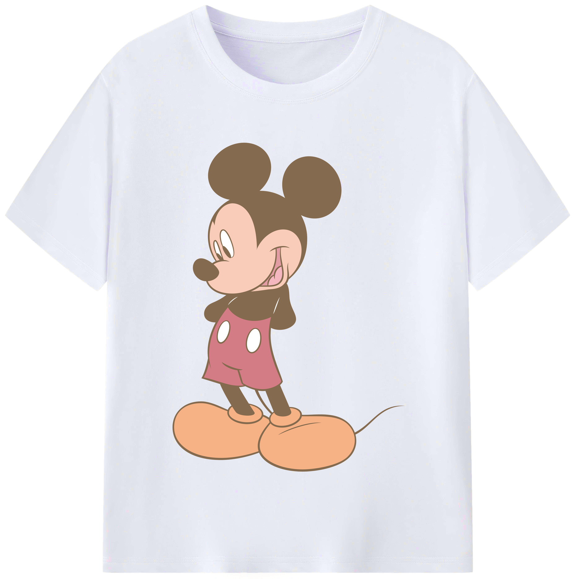 （画像用） ミッキーマウス Mickey Mouse レディースカジュアルプリントTシャツ（綿100％）