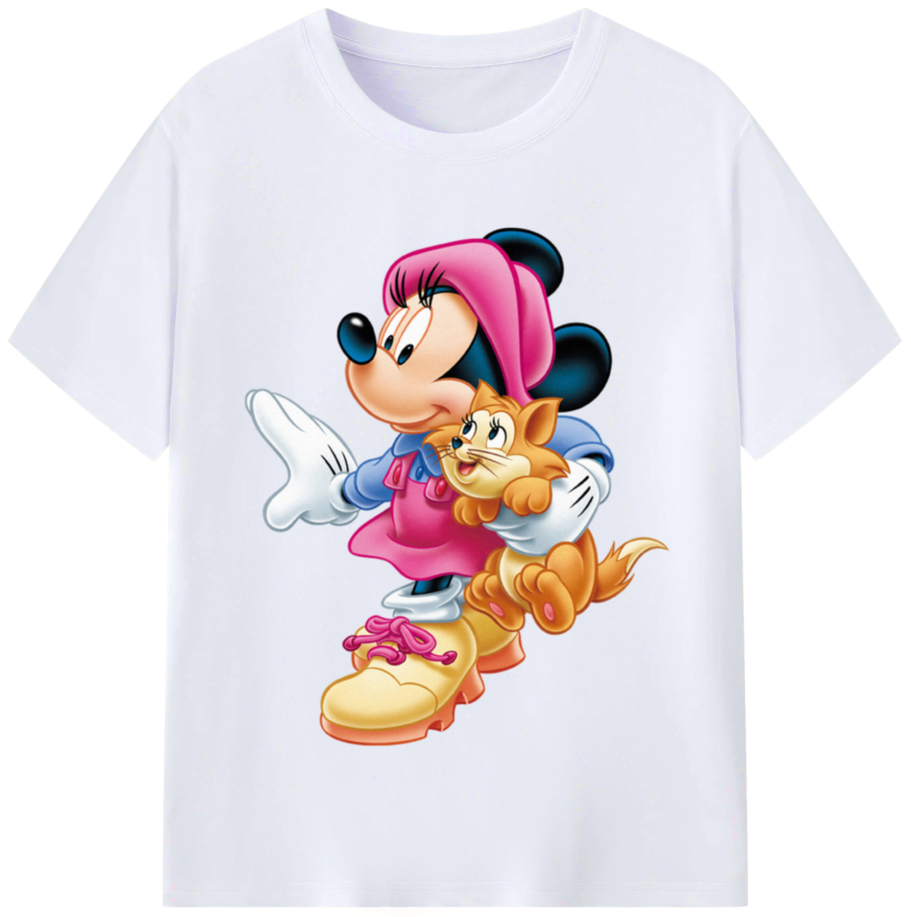（画像用） ミッキーマウス Mickey Mouse レディースカジュアルプリントTシャツ（綿100％）