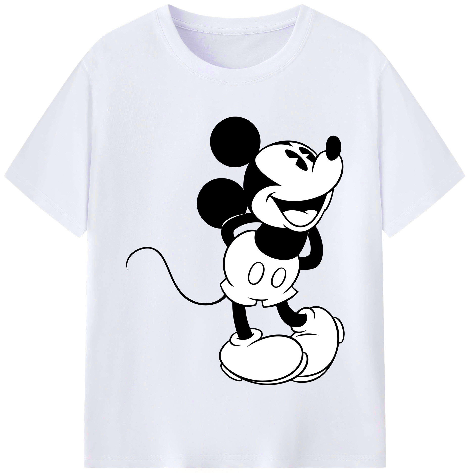（画像用） ミッキーマウス Mickey Mouse レディースカジュアルプリントTシャツ（綿100％）
