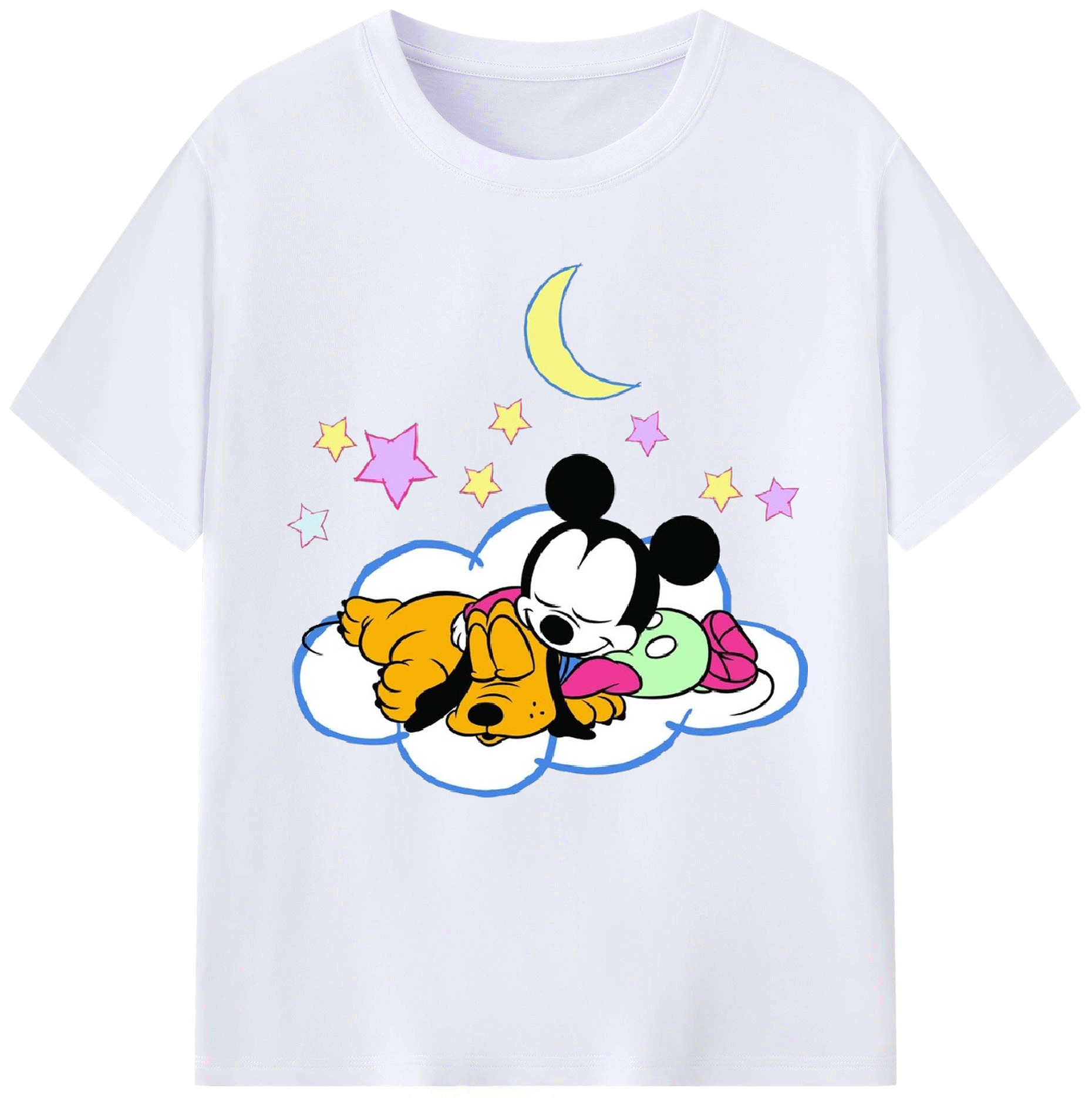 （画像用） ミッキーマウス Mickey Mouse レディースカジュアルプリントTシャツ（綿100％）
