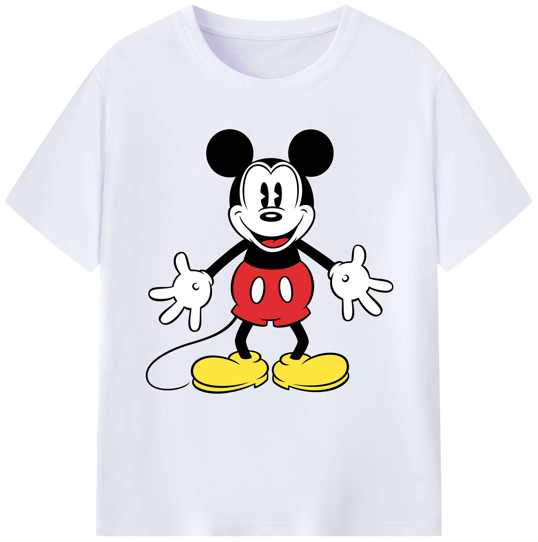 （画像用） ミッキーマウス Mickey Mouse レディースカジュアルプリントTシャツ（綿100％）