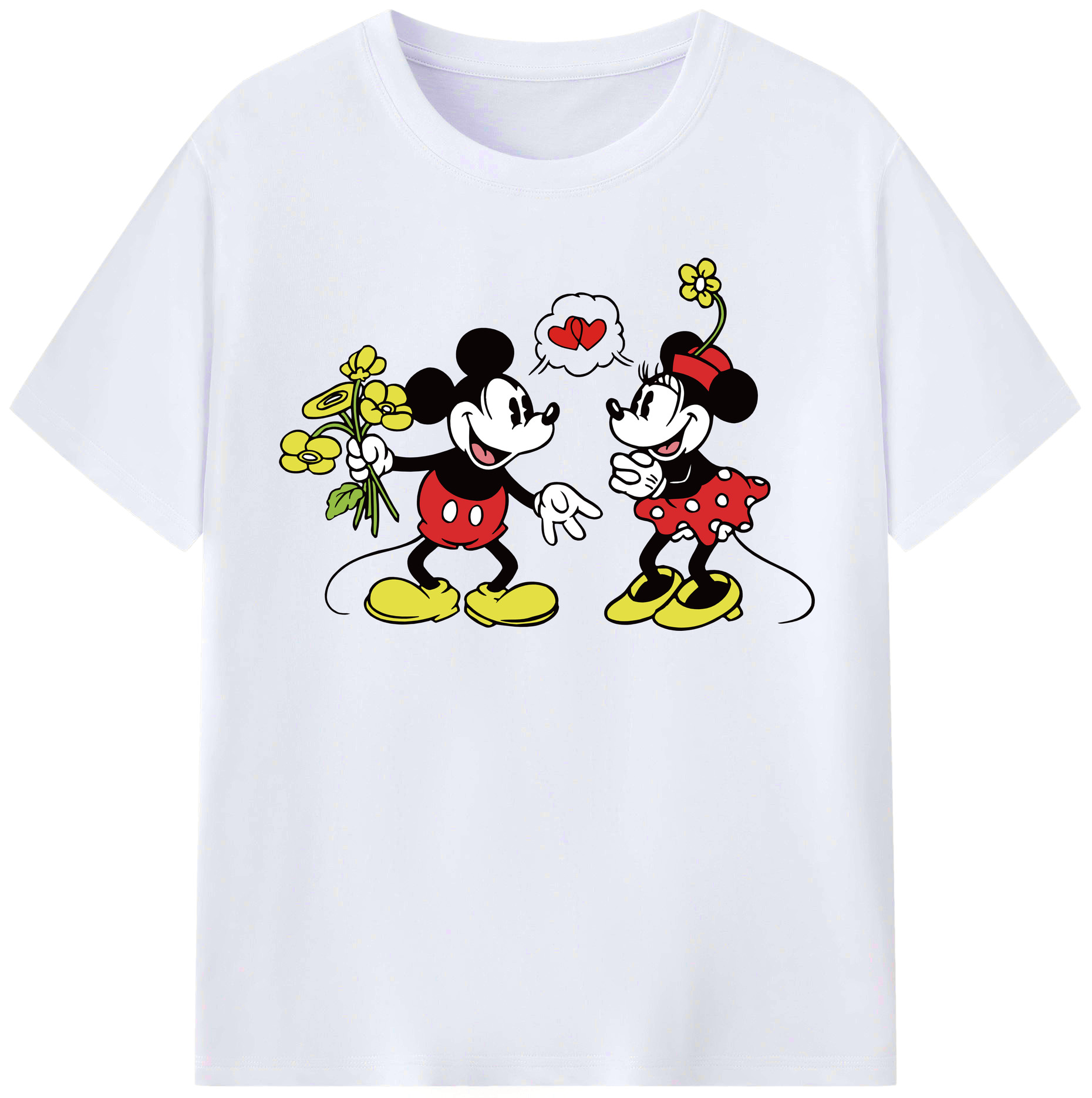 （画像用） ミッキーマウス Mickey Mouse レディースカジュアルプリントTシャツ（綿100％）
