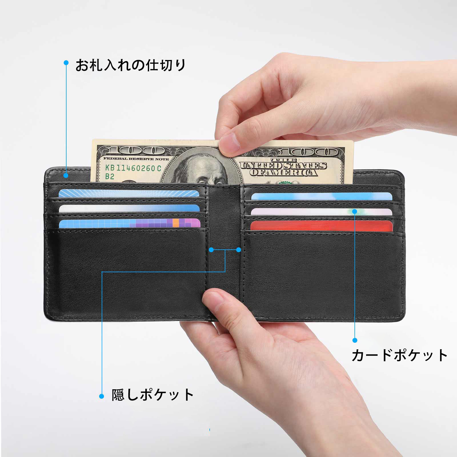 ミッキーマウス Mickey Mouse 二つ折り革財布