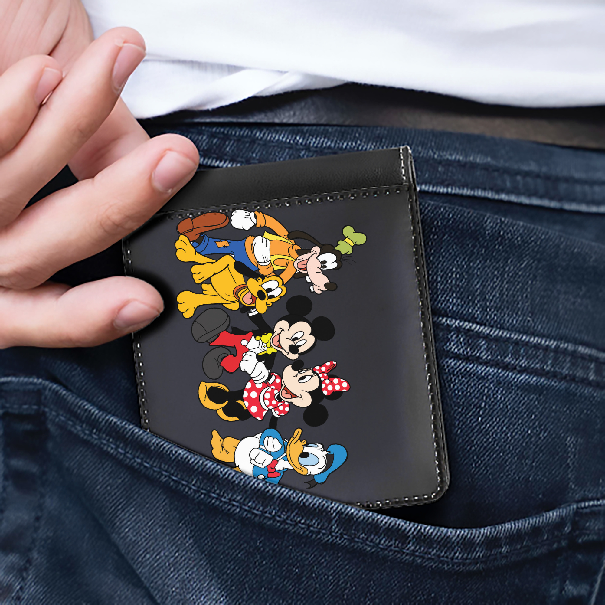ミッキーマウス Mickey Mouse 二つ折り革財布
