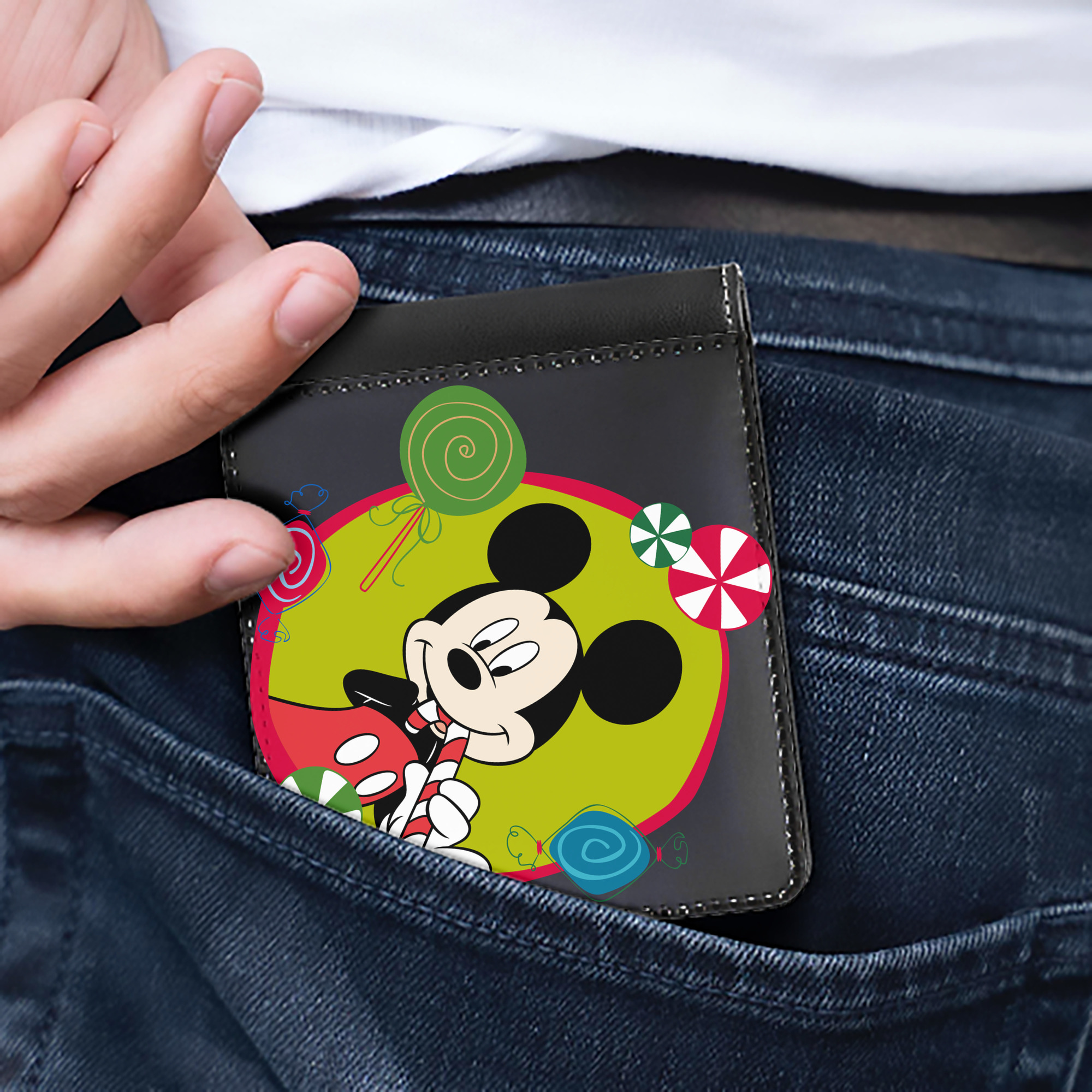 （画像用） ミッキーマウス Mickey Mouse 二つ折り革財布