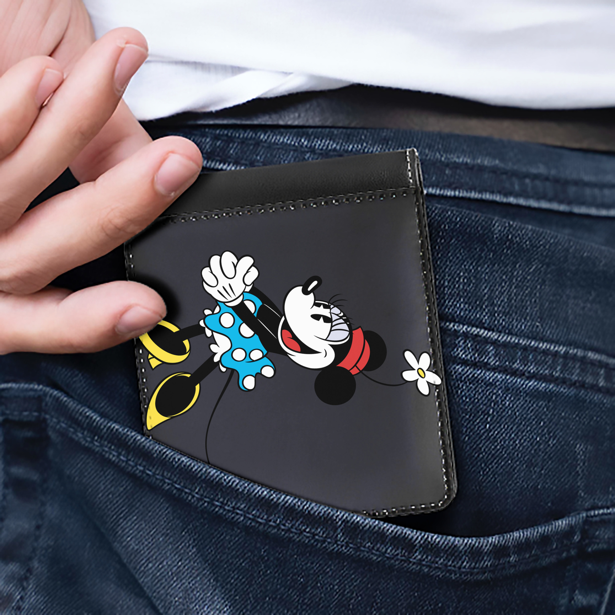 ミッキーマウス Mickey Mouse 二つ折り革財布
