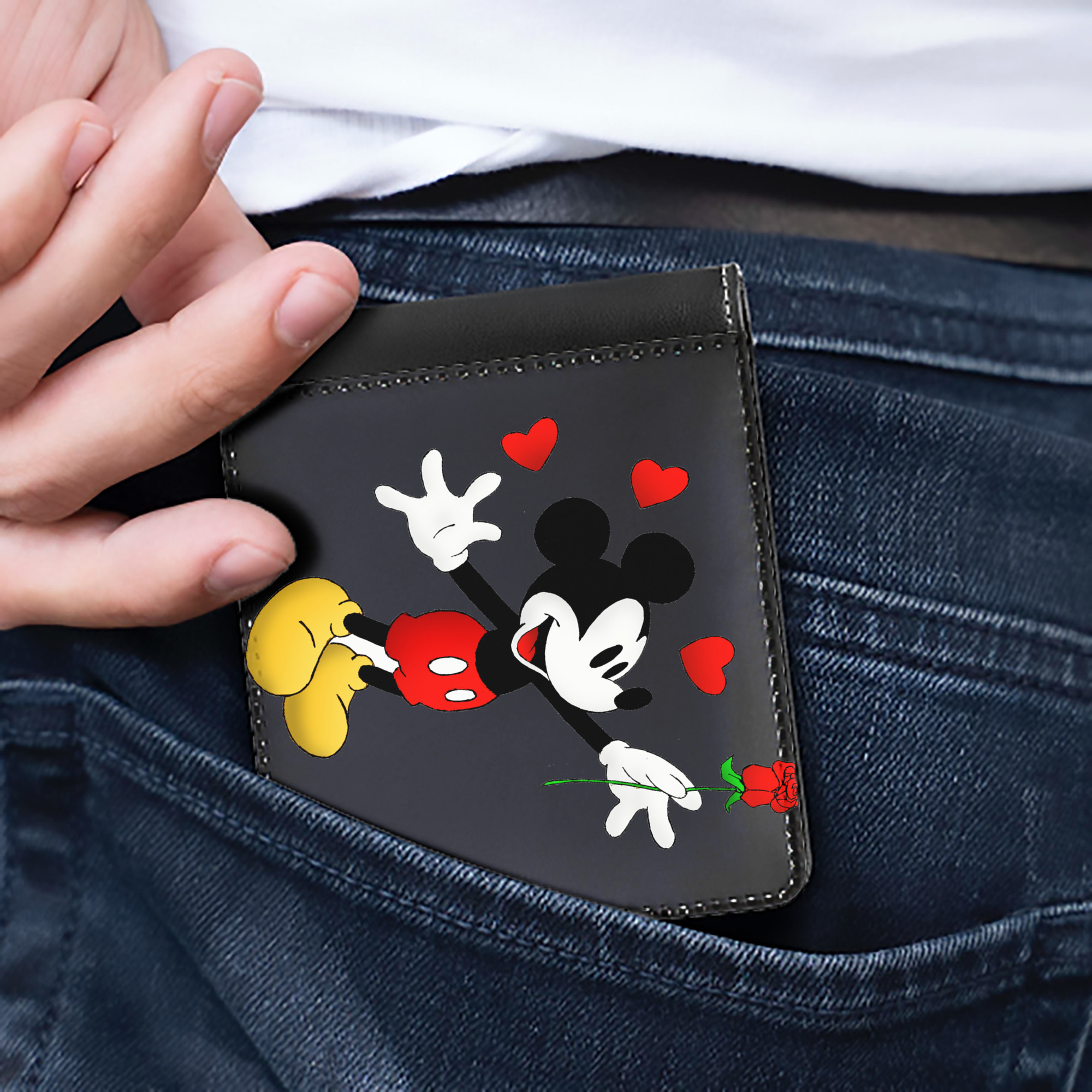 （画像用） ミッキーマウス Mickey Mouse 二つ折り革財布