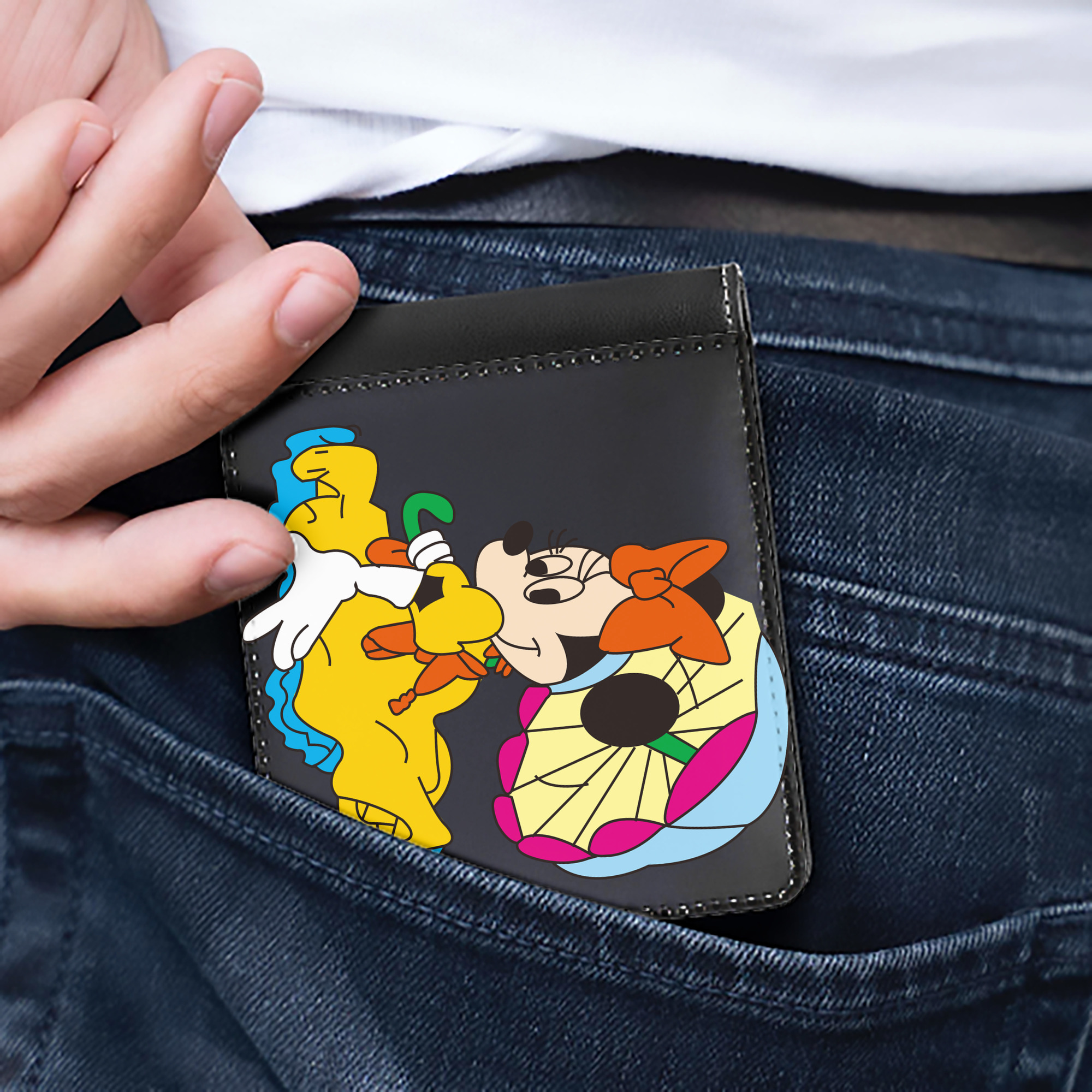 ミッキーマウス Mickey Mouse 二つ折り革財布