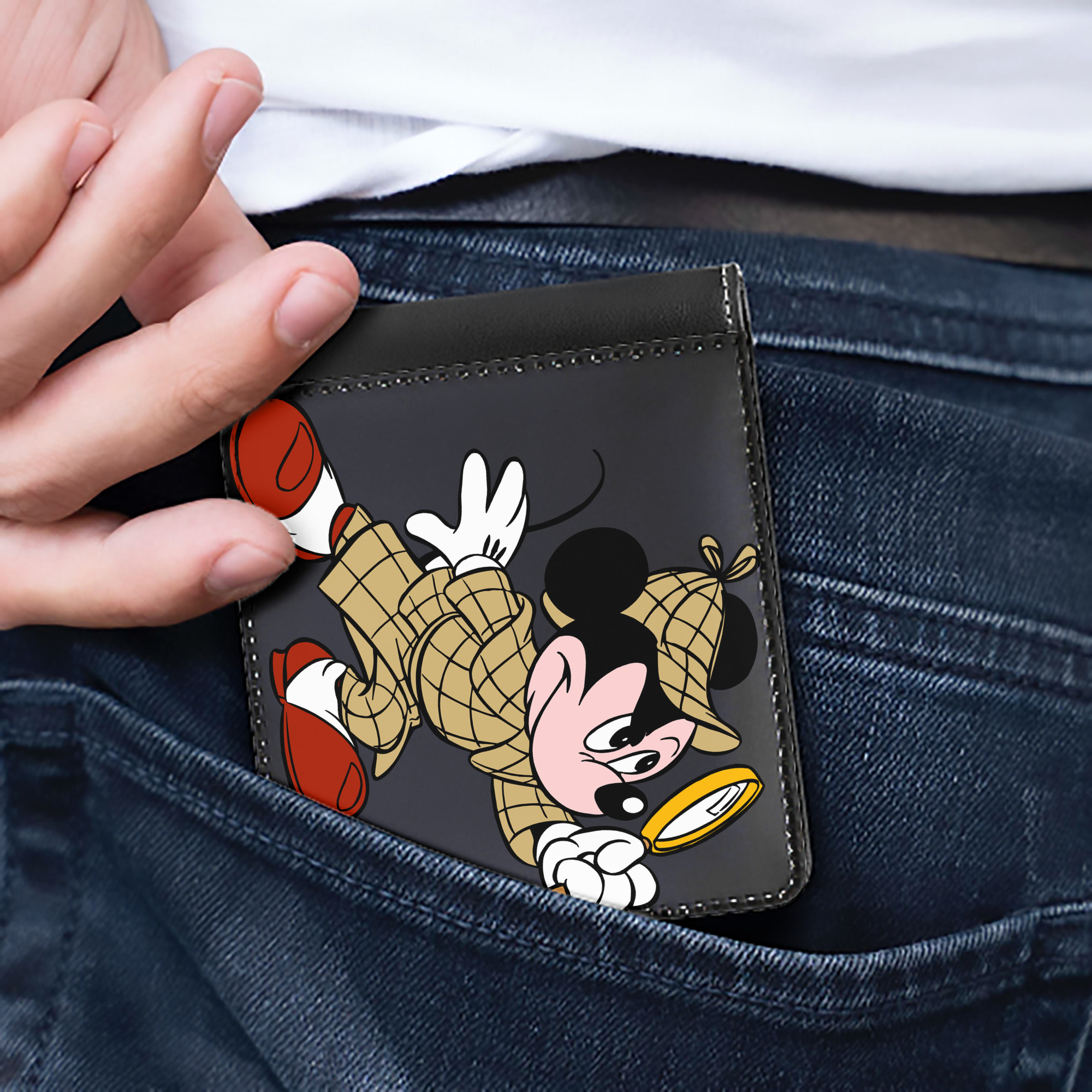 ミッキーマウス Mickey Mouse 二つ折り革財布