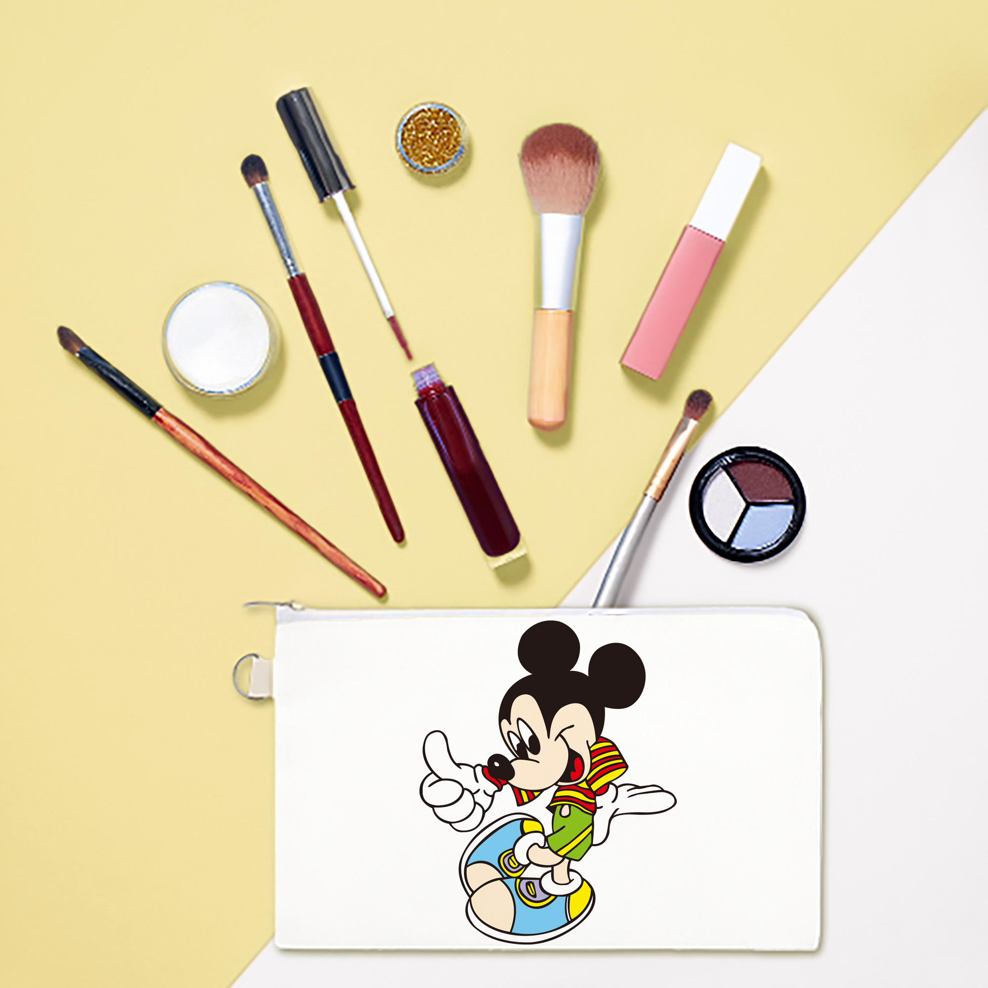 （画像用） ミッキーマウス Mickey Mouse キャンバス生地ポーチ　小物入れ
