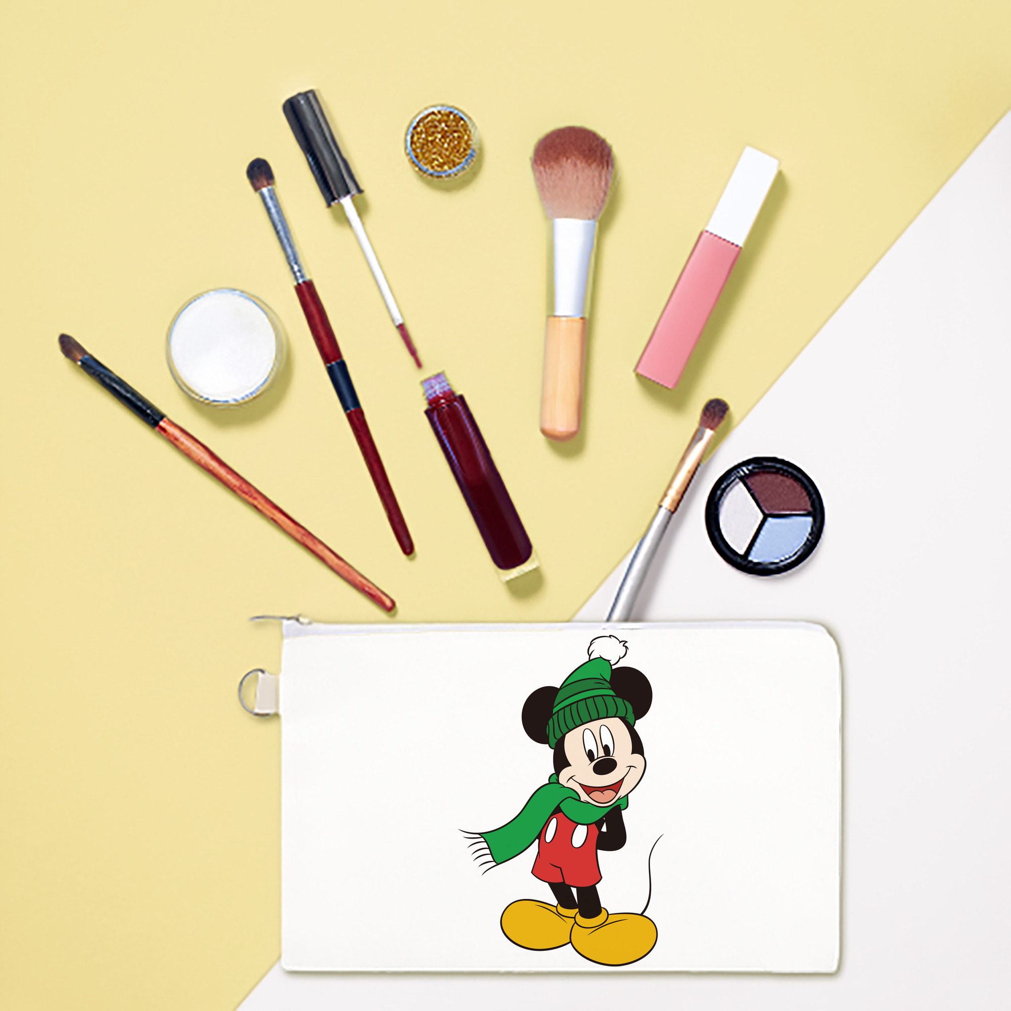 （画像用） ミッキーマウス Mickey Mouse キャンバス生地ポーチ　小物入れ