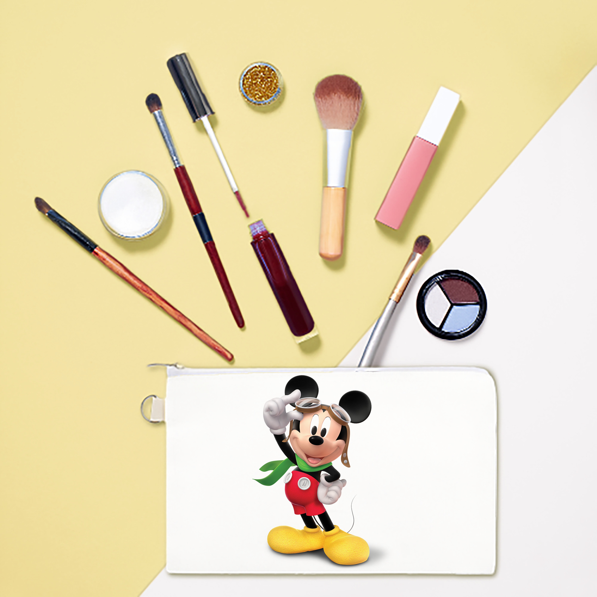 （画像用） ミッキーマウス Mickey Mouse キャンバス生地ポーチ　小物入れ