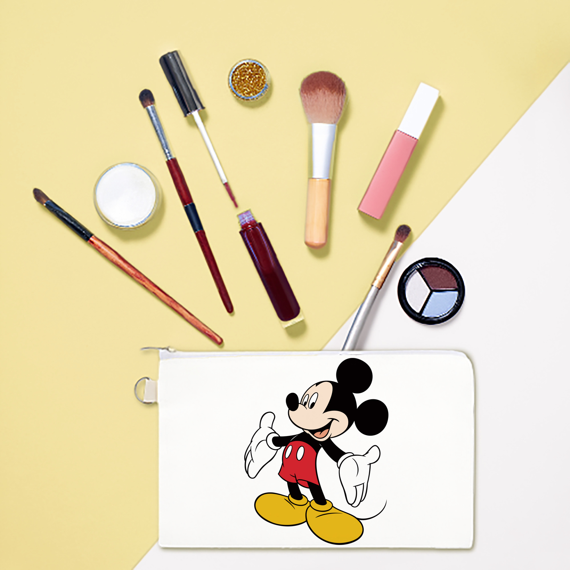 （画像用） ミッキーマウス Mickey Mouse キャンバス生地ポーチ　小物入れ