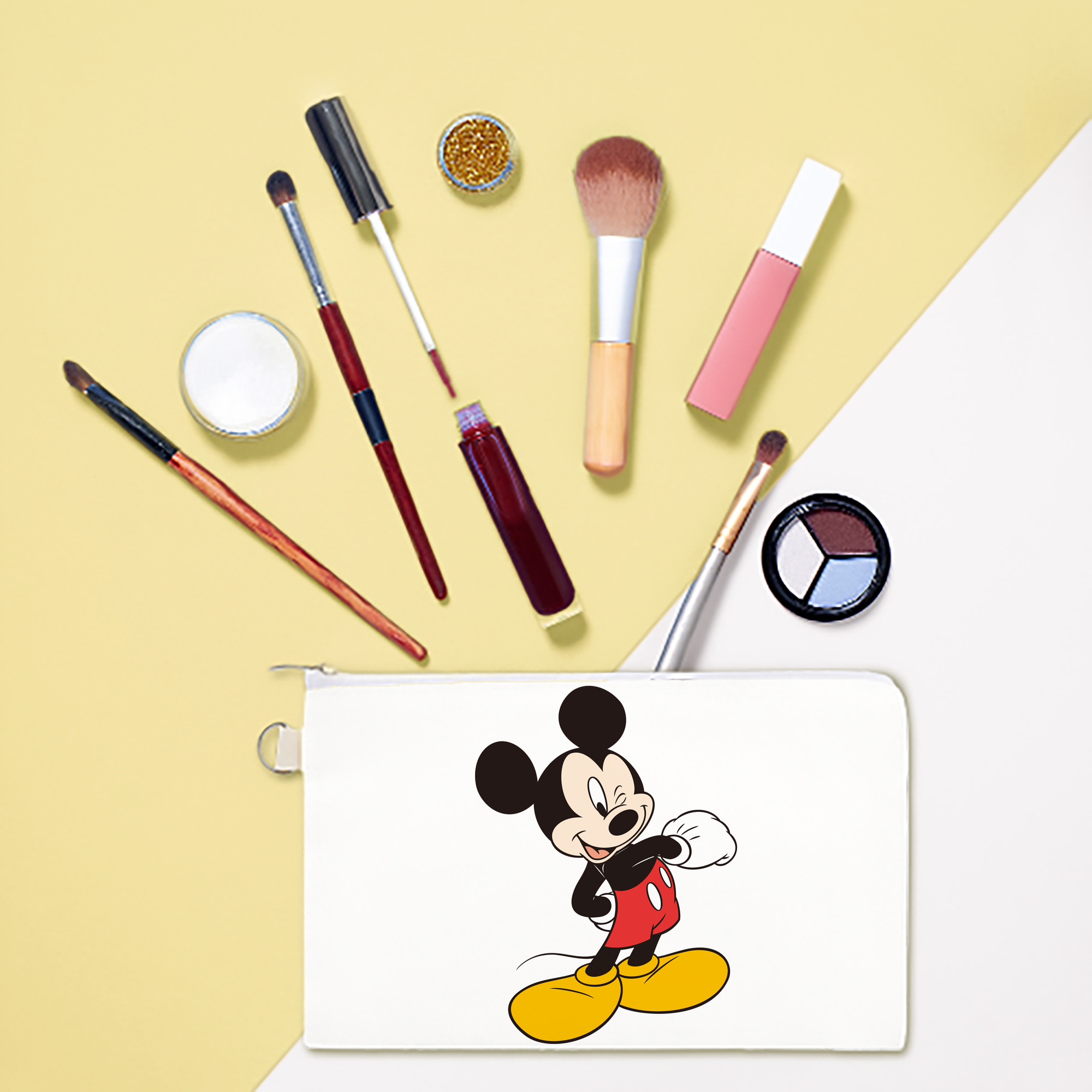 （画像用） ミッキーマウス Mickey Mouse キャンバス生地ポーチ　小物入れ