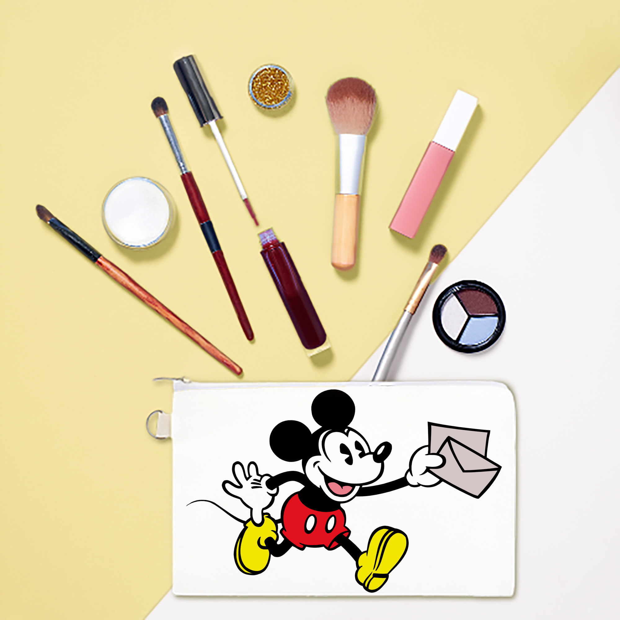 （画像用） ミッキーマウス Mickey Mouse キャンバス生地ポーチ　小物入れ