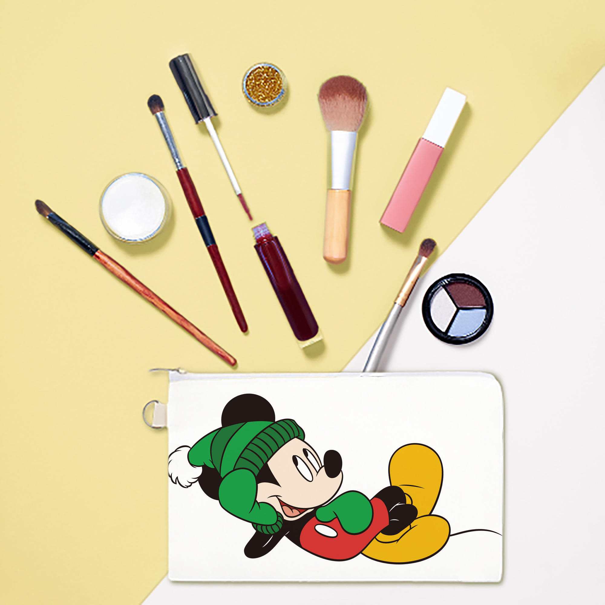 （画像用） ミッキーマウス Mickey Mouse キャンバス生地ポーチ　小物入れ