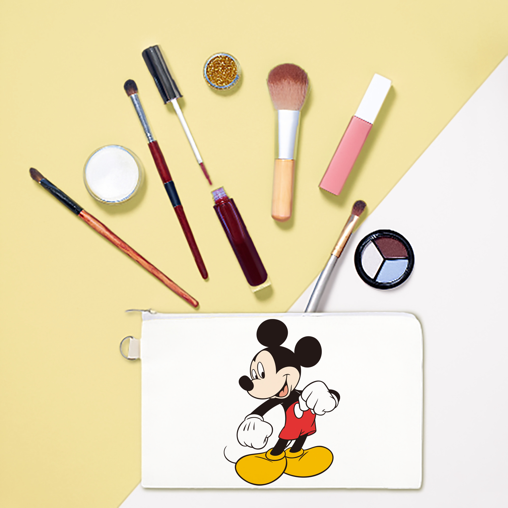 （画像用） ミッキーマウス Mickey Mouse キャンバス生地ポーチ　小物入れ