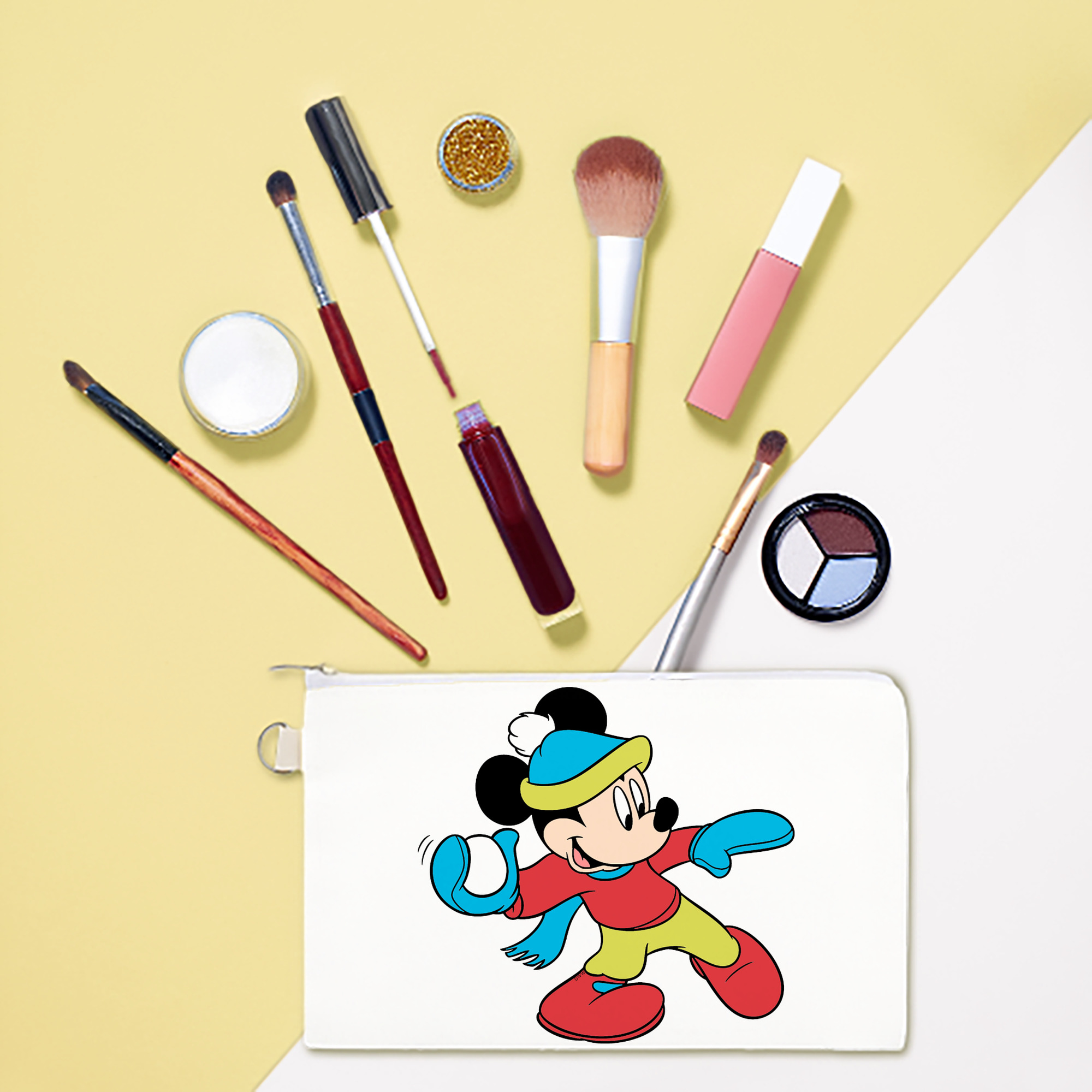 （画像用） ミッキーマウス Mickey Mouse キャンバス生地ポーチ　小物入れ