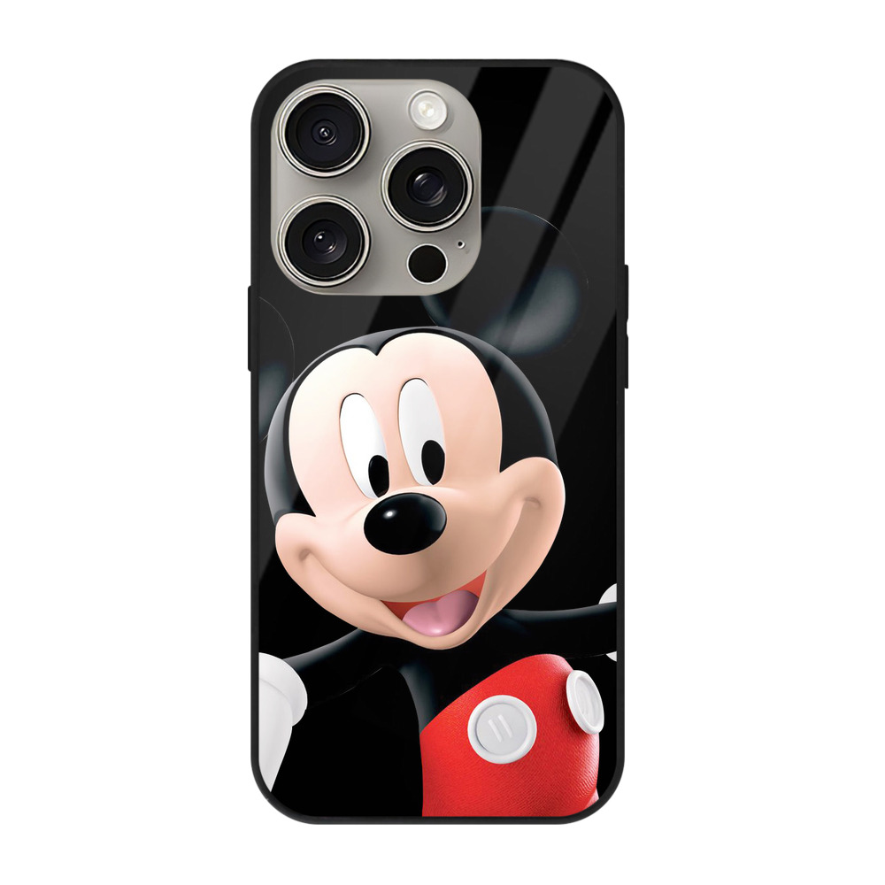 （画像用） ミッキーマウス Mickey Mouse 【iPhone15Pro対応】スマホケース 耐衝撃＆黄変防止 背面ガラス