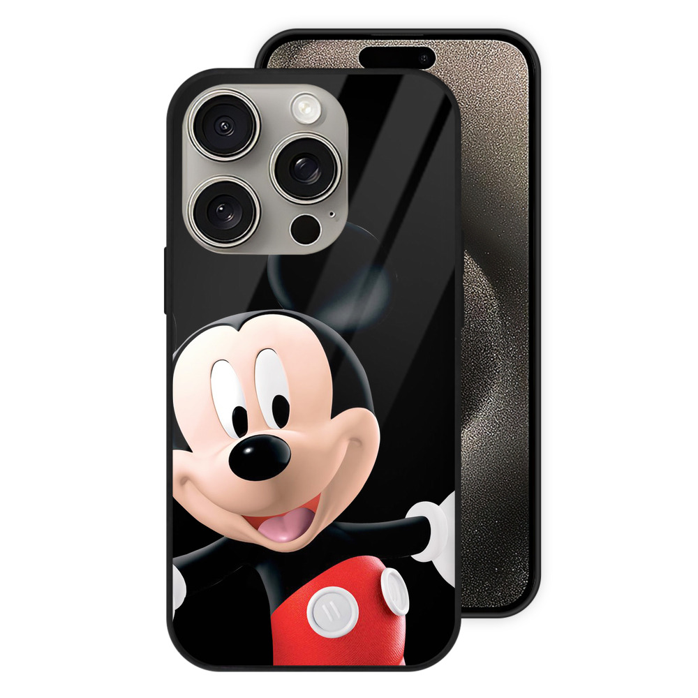 （画像用） ミッキーマウス Mickey Mouse 【iPhone15Pro対応】スマホケース 耐衝撃＆黄変防止 背面ガラス