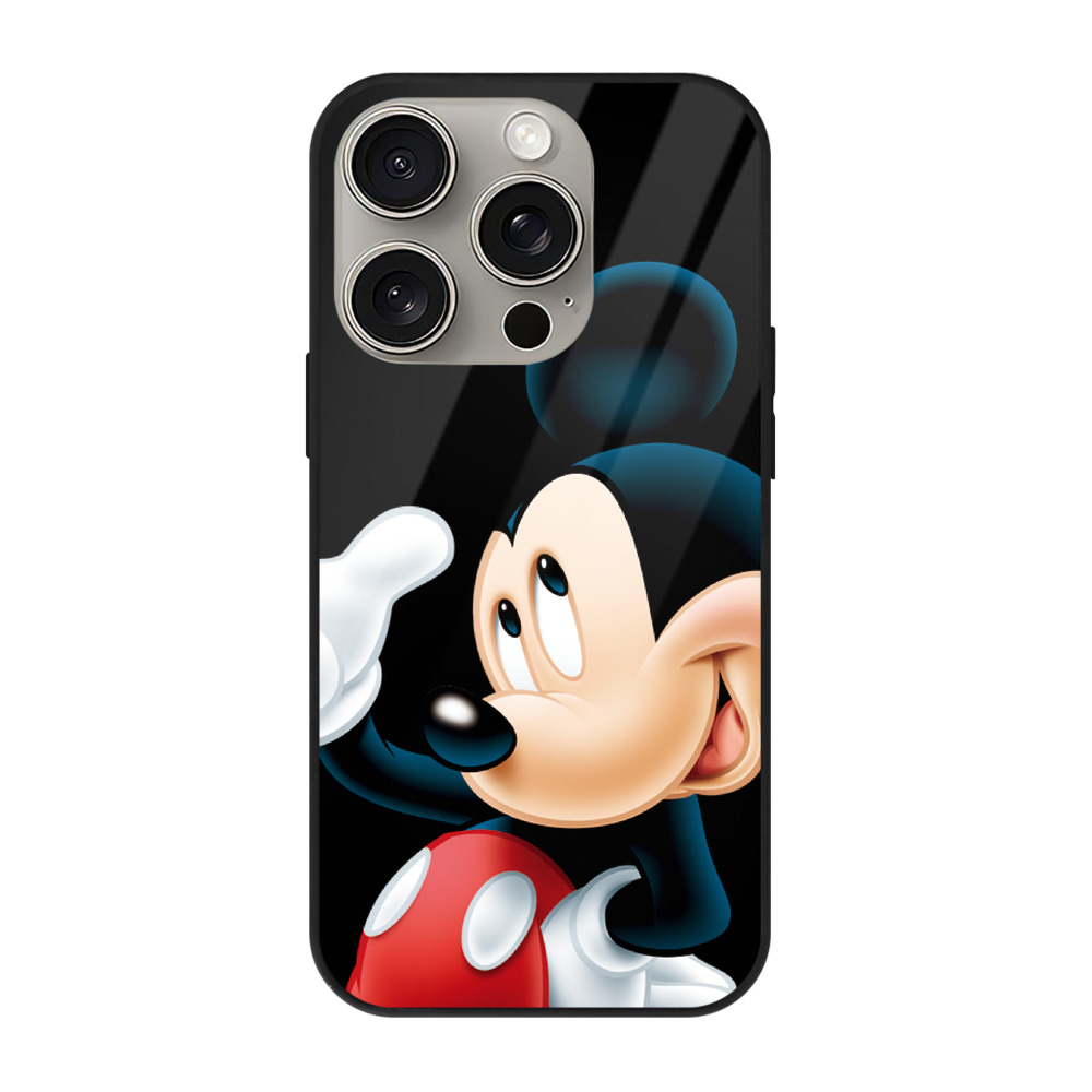 （画像用） ミッキーマウス Mickey Mouse 【iPhone15Pro対応】スマホケース 耐衝撃＆黄変防止 背面ガラス
