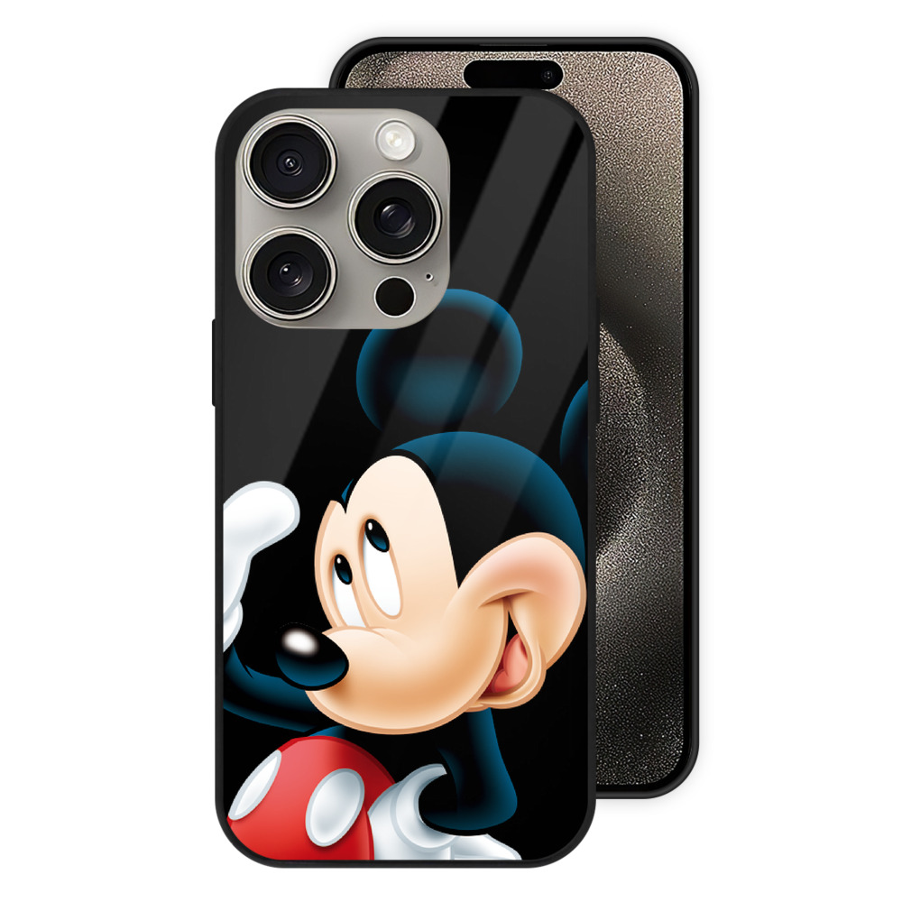 （画像用） ミッキーマウス Mickey Mouse 【iPhone15Pro対応】スマホケース 耐衝撃＆黄変防止 背面ガラス