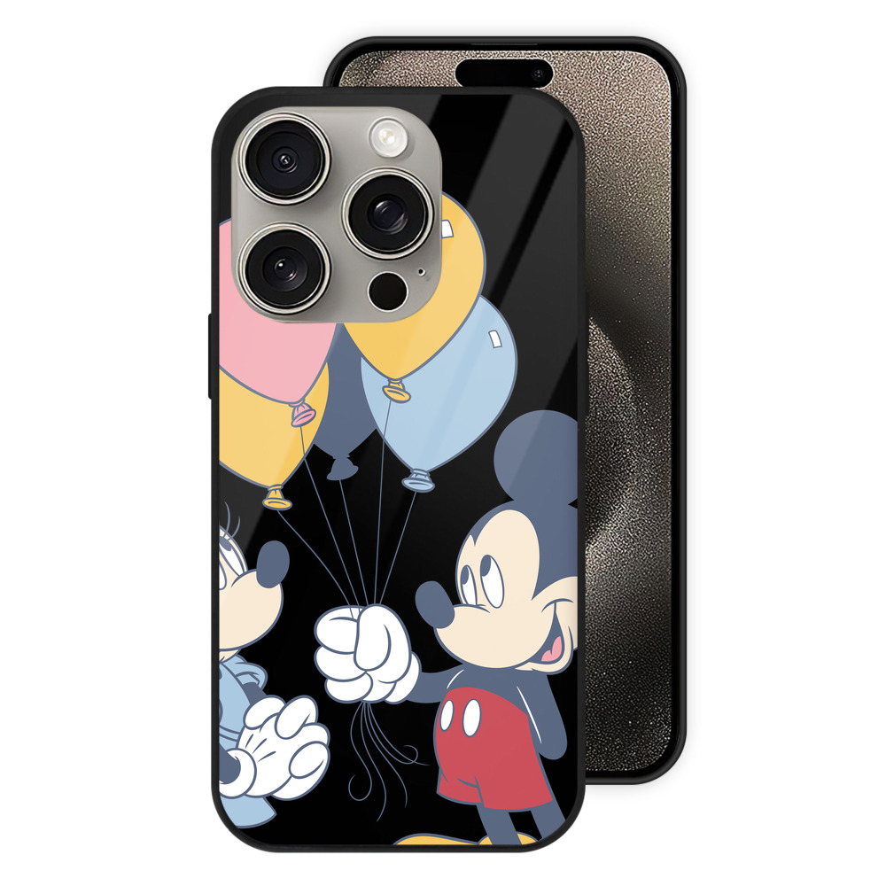 （画像用） ミッキーマウス Mickey Mouse 【iPhone15Pro対応】スマホケース 耐衝撃＆黄変防止 背面ガラス