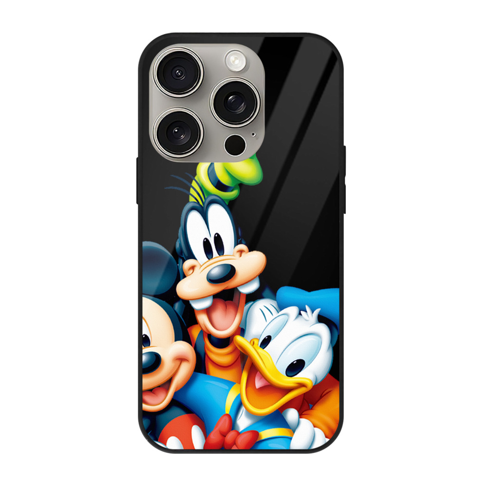 （画像用） ミッキーマウス Mickey Mouse 【iPhone15Pro対応】スマホケース 耐衝撃＆黄変防止 背面ガラス