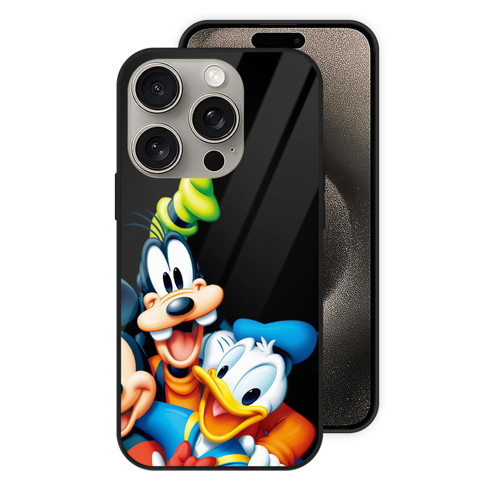 （画像用） ミッキーマウス Mickey Mouse 【iPhone15Pro対応】スマホケース 耐衝撃＆黄変防止 背面ガラス