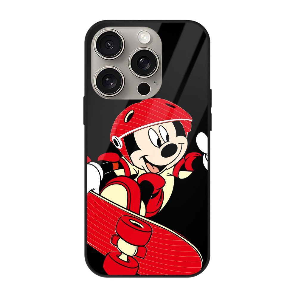 （画像用） ミッキーマウス Mickey Mouse 【iPhone15Pro対応】スマホケース 耐衝撃＆黄変防止 背面ガラス