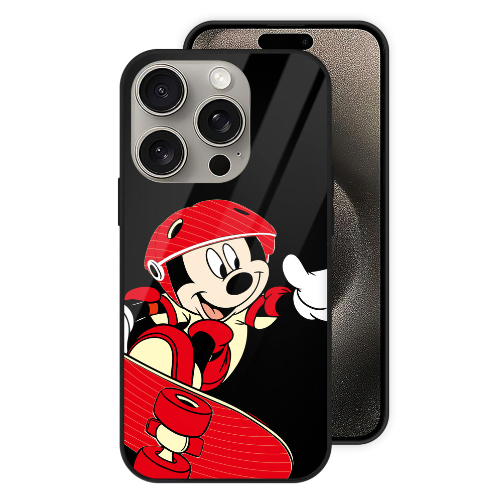 （画像用） ミッキーマウス Mickey Mouse 【iPhone15Pro対応】スマホケース 耐衝撃＆黄変防止 背面ガラス